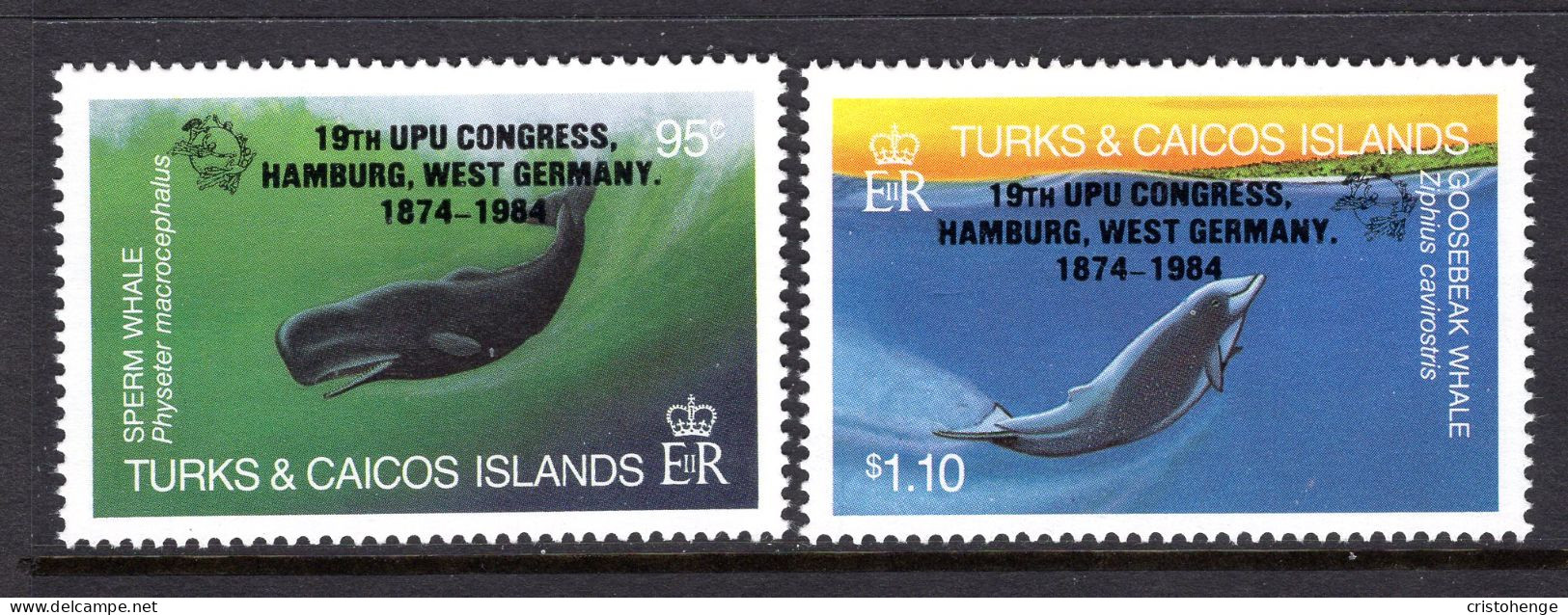 Turks & Caicos Islands 1984 UPU Congress, Hanburg - Whales - Set MNH (SG 810-811) - Turks And Caicos