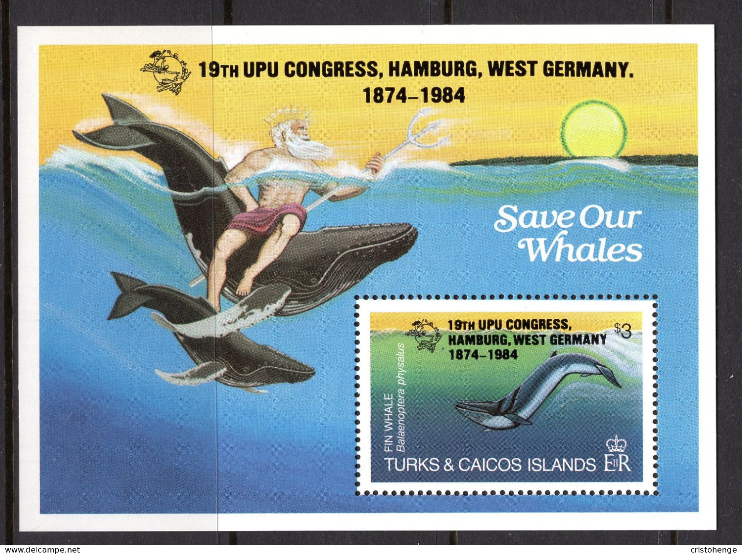 Turks & Caicos Islands 1984 UPU Congress, Hanburg - Whales - MS MNH (SG MS812) - Turks And Caicos