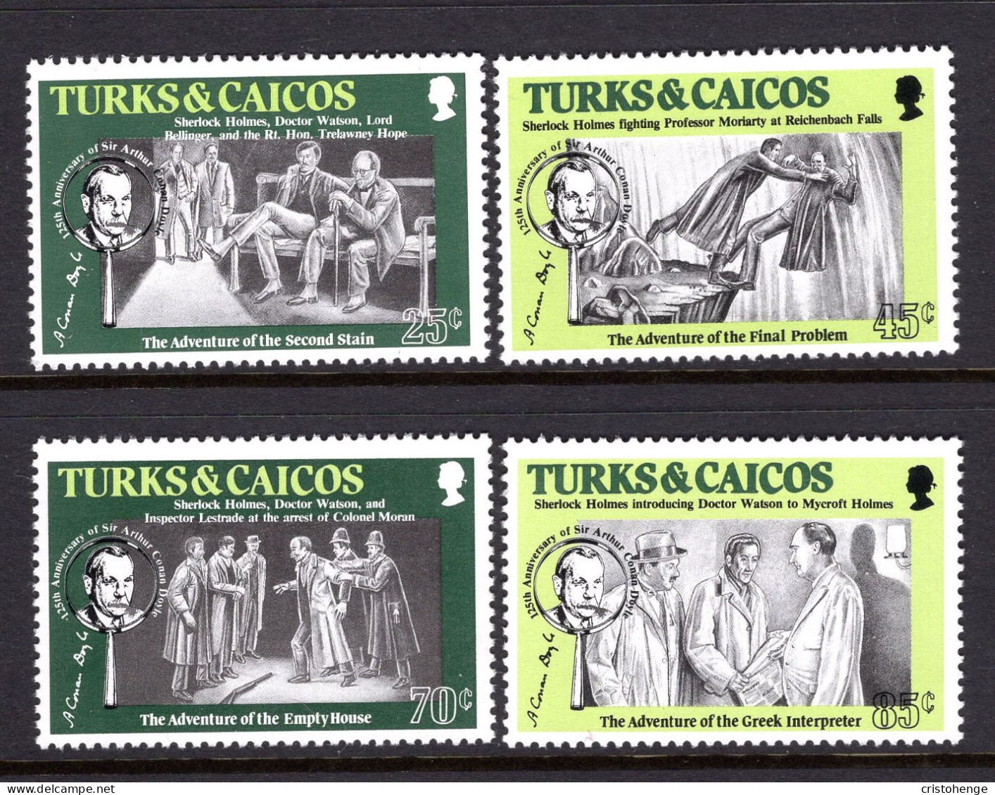 Turks & Caicos Islands 1984 125th Birth Anniversary Of Sir Arthur Conan Doyle Set MNH (SG 813-816) - Turks And Caicos