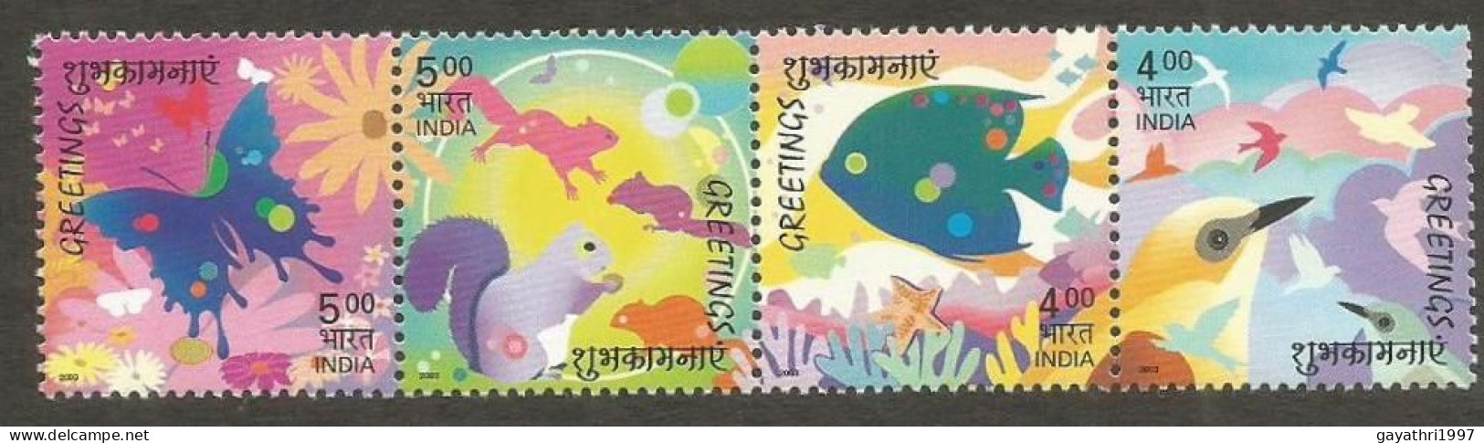 India 2003 Greetings Se-tenant Mint MNH Good Condition (PST - 76) - Unused Stamps