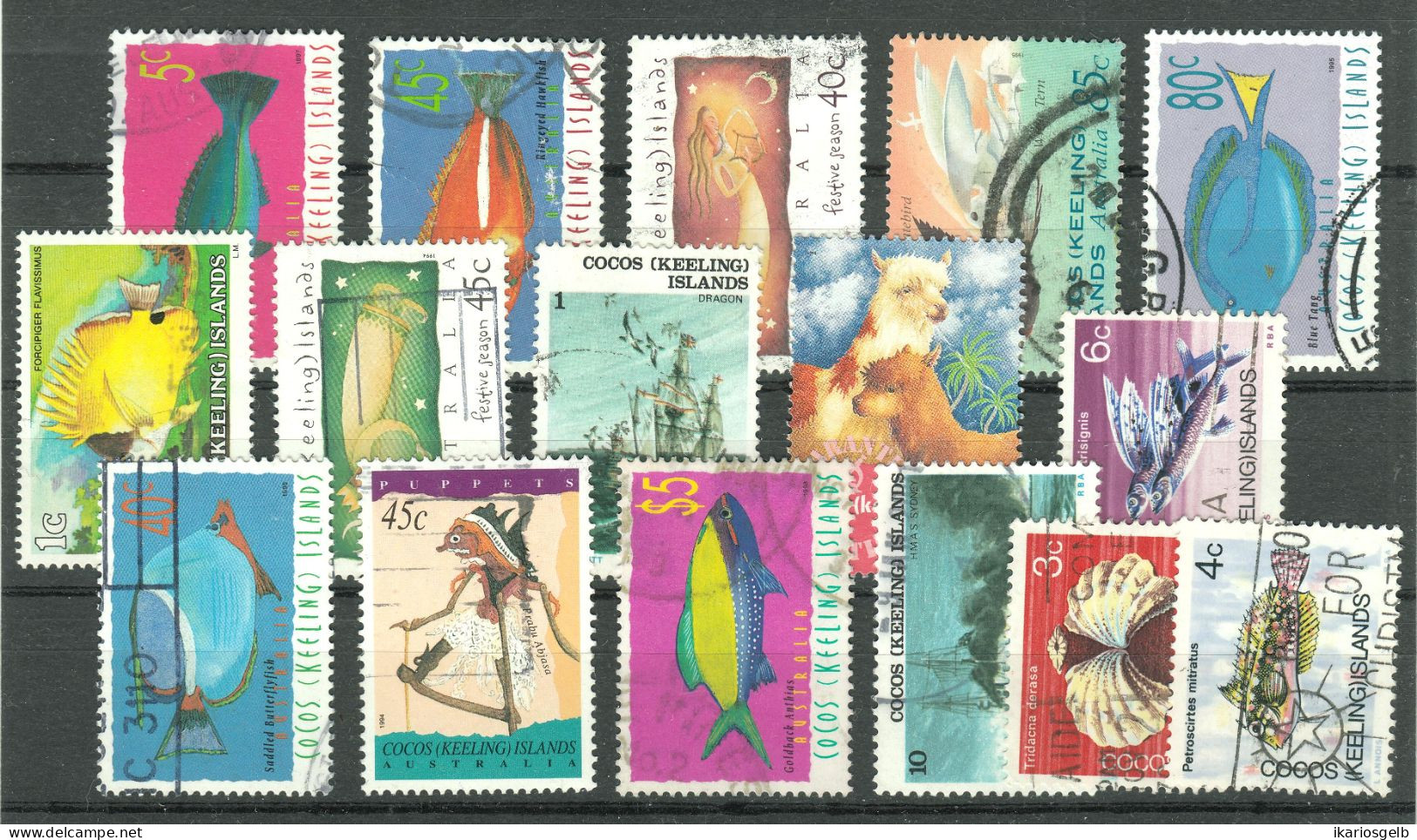 COCOS ISLANDS Keeling Islands Varied Lot 16 Stamps O Vfu - Kokosinseln (Keeling Islands)