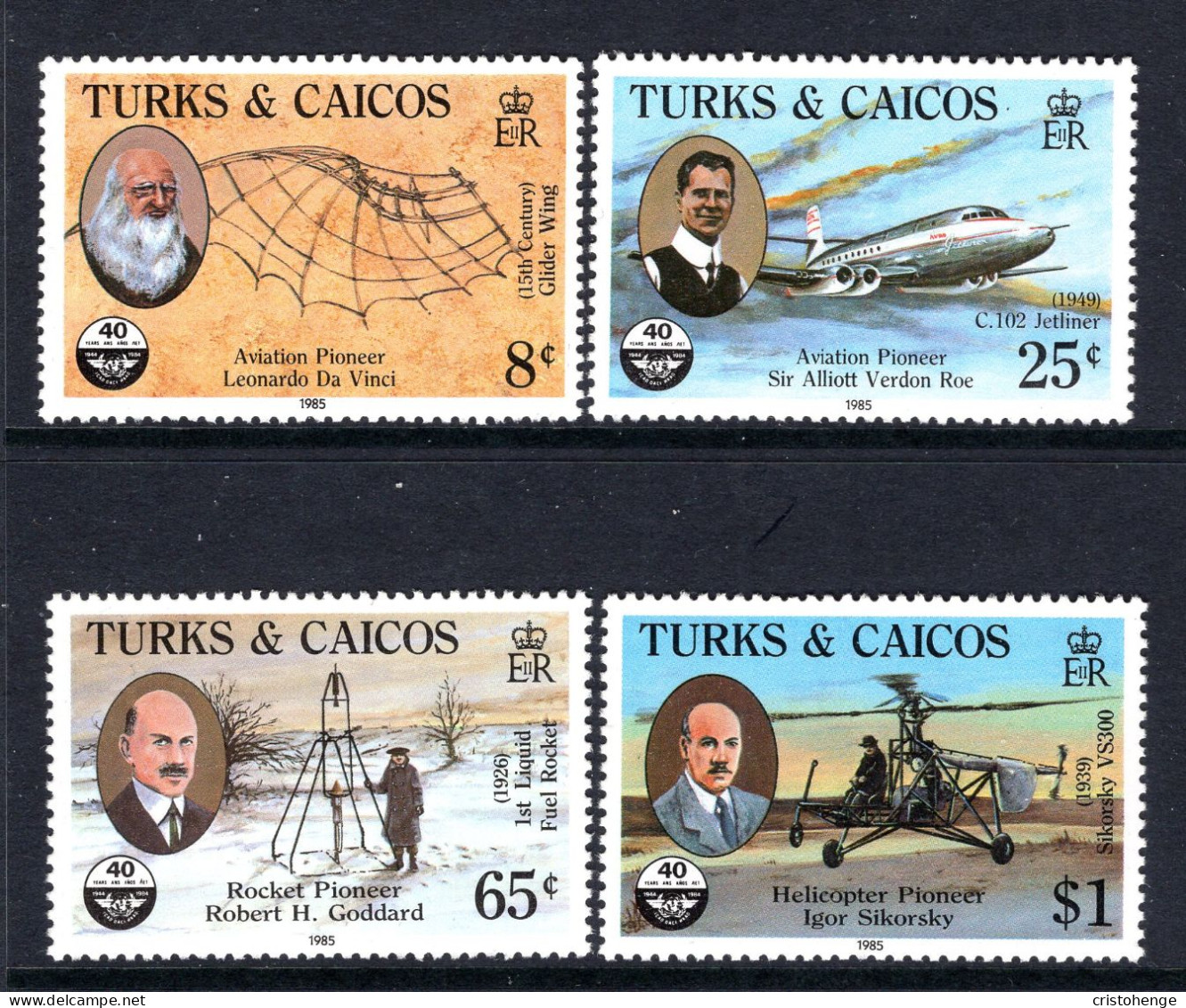 Turks & Caicos Islands 1985 40th Anniversary Of International Civil Aviation Organization Set MNH (SG 834-837) - Turks And Caicos