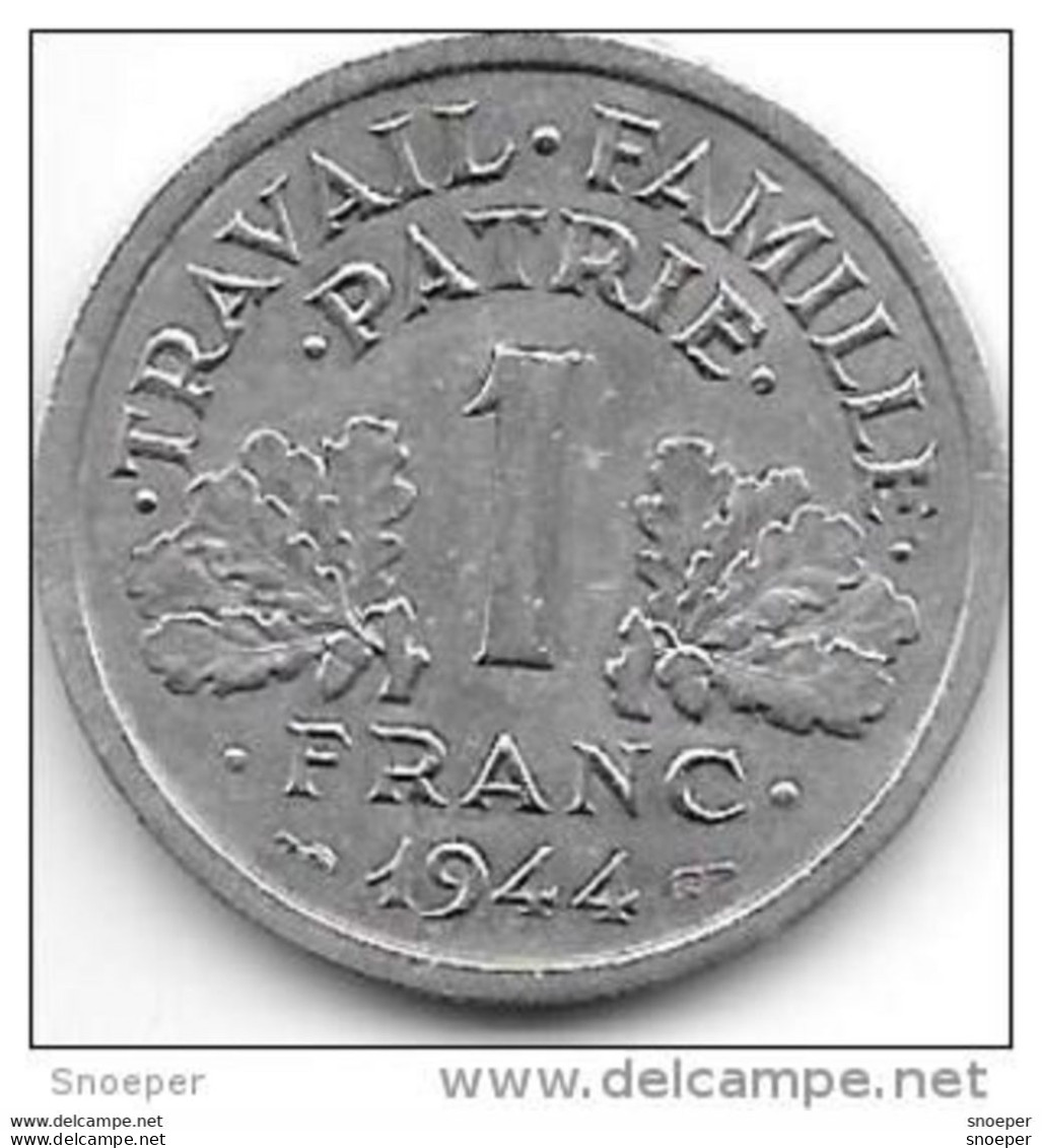 *france  1 Franc  1944  Km 902.1  Unc !!!! Catalog Val 15$ - 1 Franc