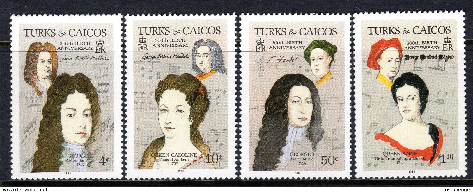 Turks & Caicos Islands 1985 300th Birth Anniversary Of George Frederick Handel Set MNH (SG 858-861) - Turks And Caicos