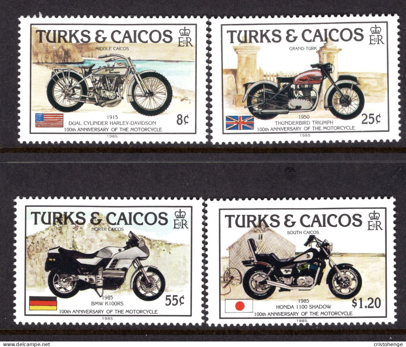 Turks & Caicos Islands 1985 Centenary Of The Motor Cycle Set MNH (SG 868-871) - Turks And Caicos