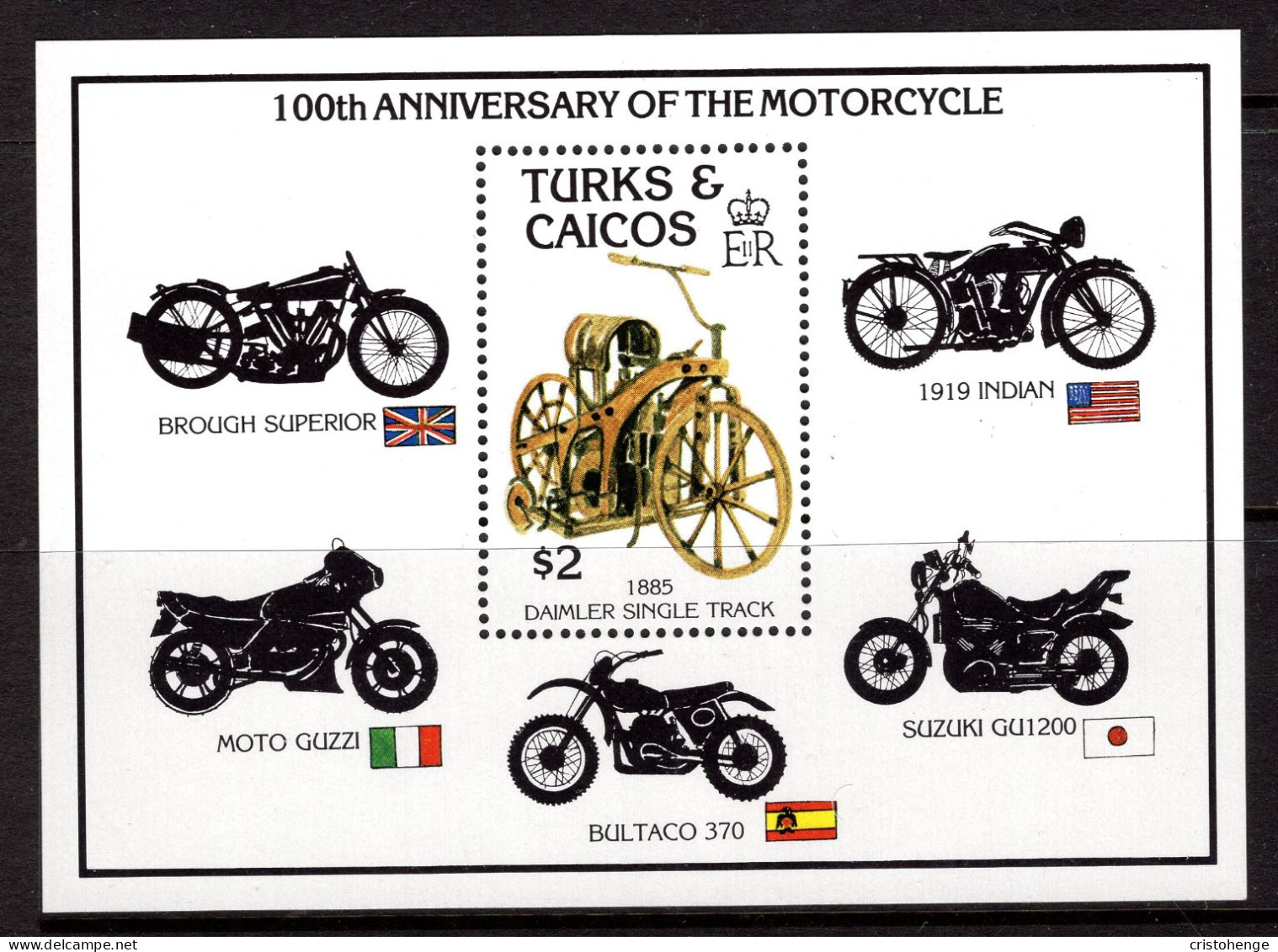Turks & Caicos Islands 1985 Centenary Of The Motor Cycle MS MNH (SG MS872) - Turks And Caicos