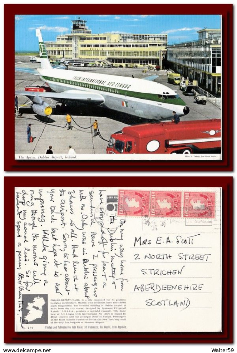 1968 Eire Ireland Postcard Dublin Airport Posted To Scotland 3scans - Storia Postale