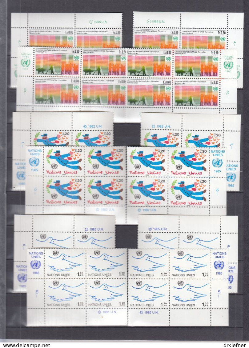 UNO Genf Jahrgang 1985, 4x 4erBlock, Alle 4 Ecken, Postfrisch **, 127-136, Komplett - Unused Stamps