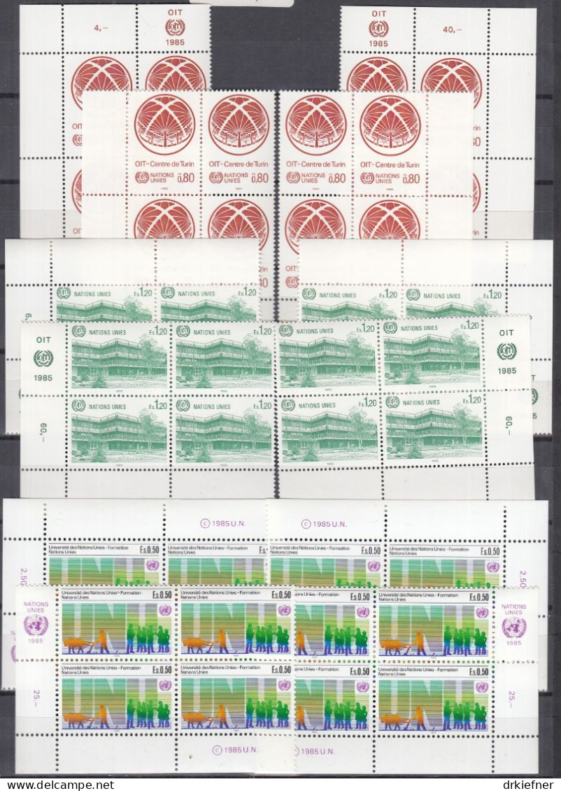 UNO Genf Jahrgang 1985, 4x 4erBlock, Alle 4 Ecken, Postfrisch **, 127-136, Komplett - Unused Stamps