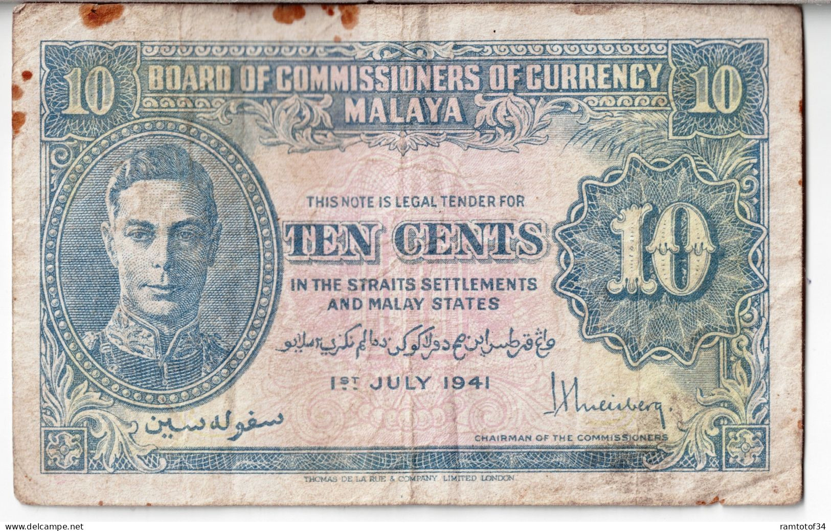 MALAISIE - 10 Cents 1941 - Malesia