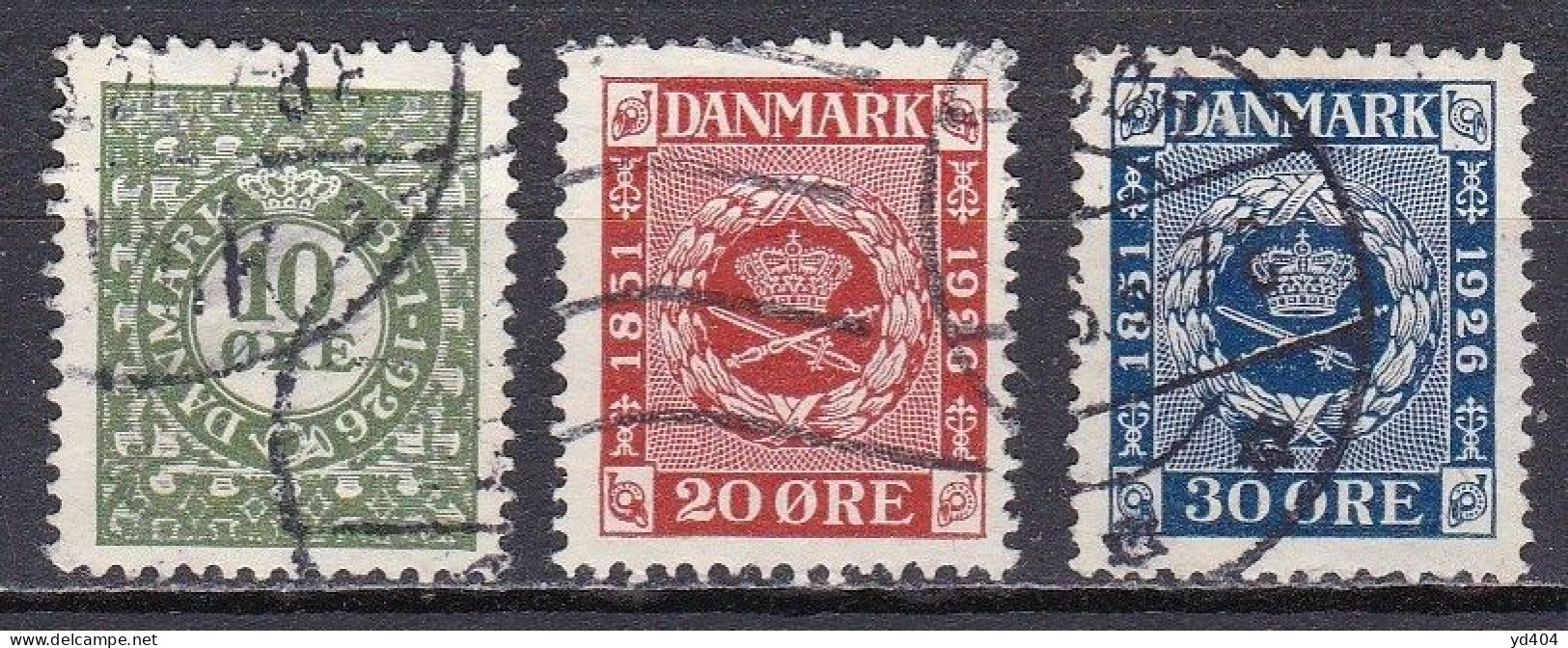 DK027 – DENMARK – 1926 – 75TH ANNIVERSARY OF STAMP – YT # 165/7 USED 3,50 € - Gebraucht