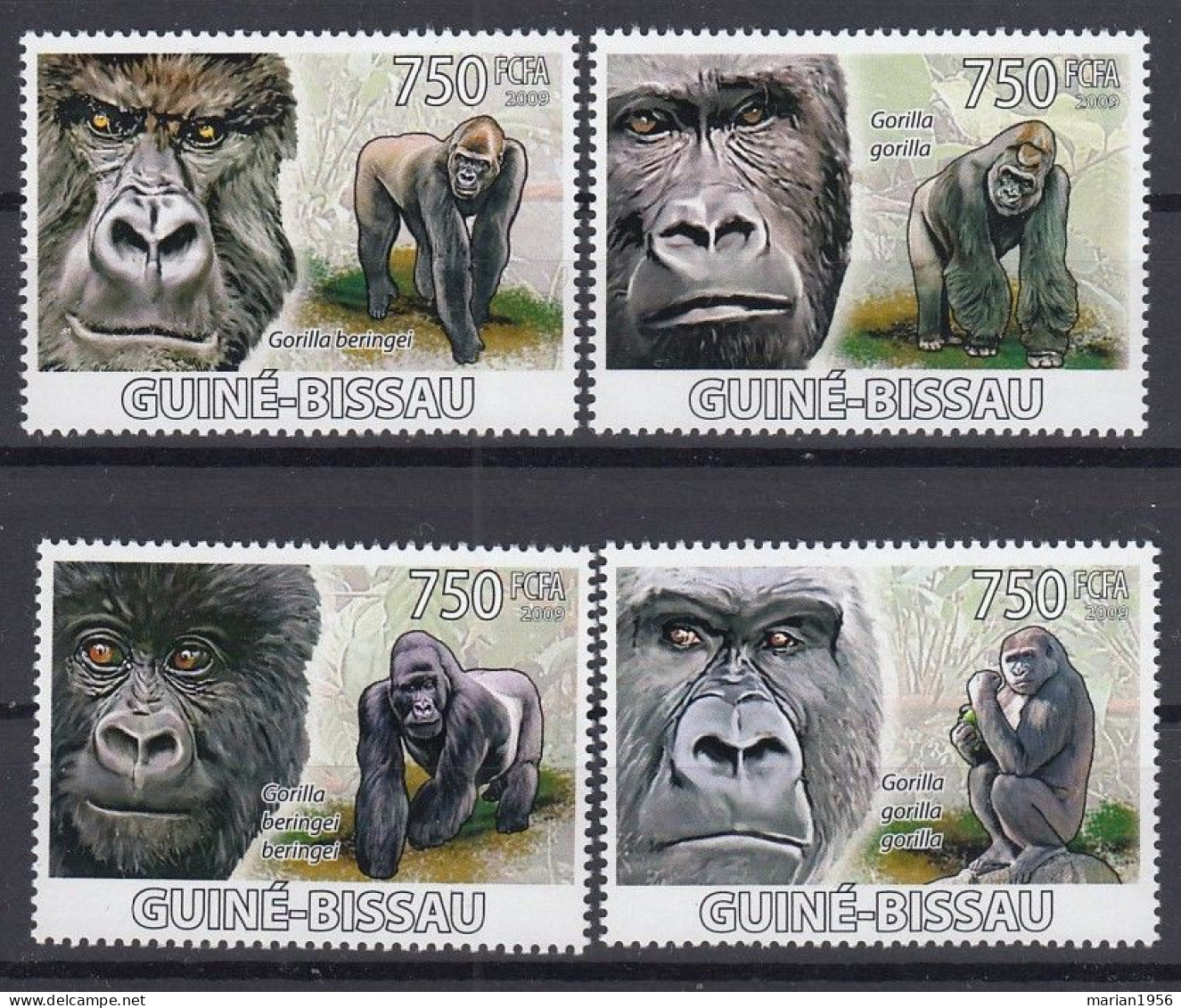 Guinea-Bissau 2009- GORILLES - MNH - Michel  12,00 Eur. - Gorilas