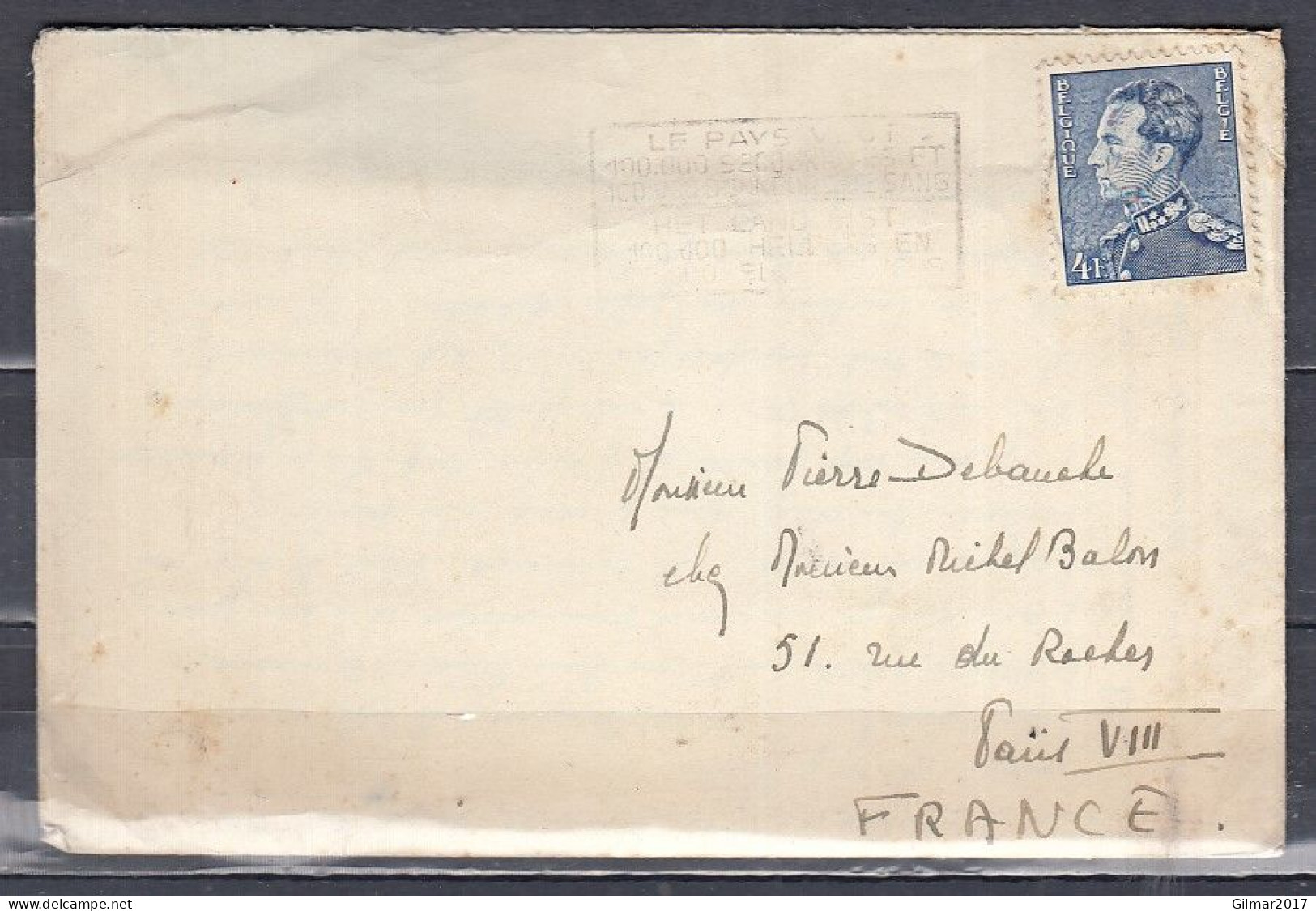 Brief Van Bruxelles Naar Paris (Frankrijk) + Inhoud - 1936-1951 Poortman