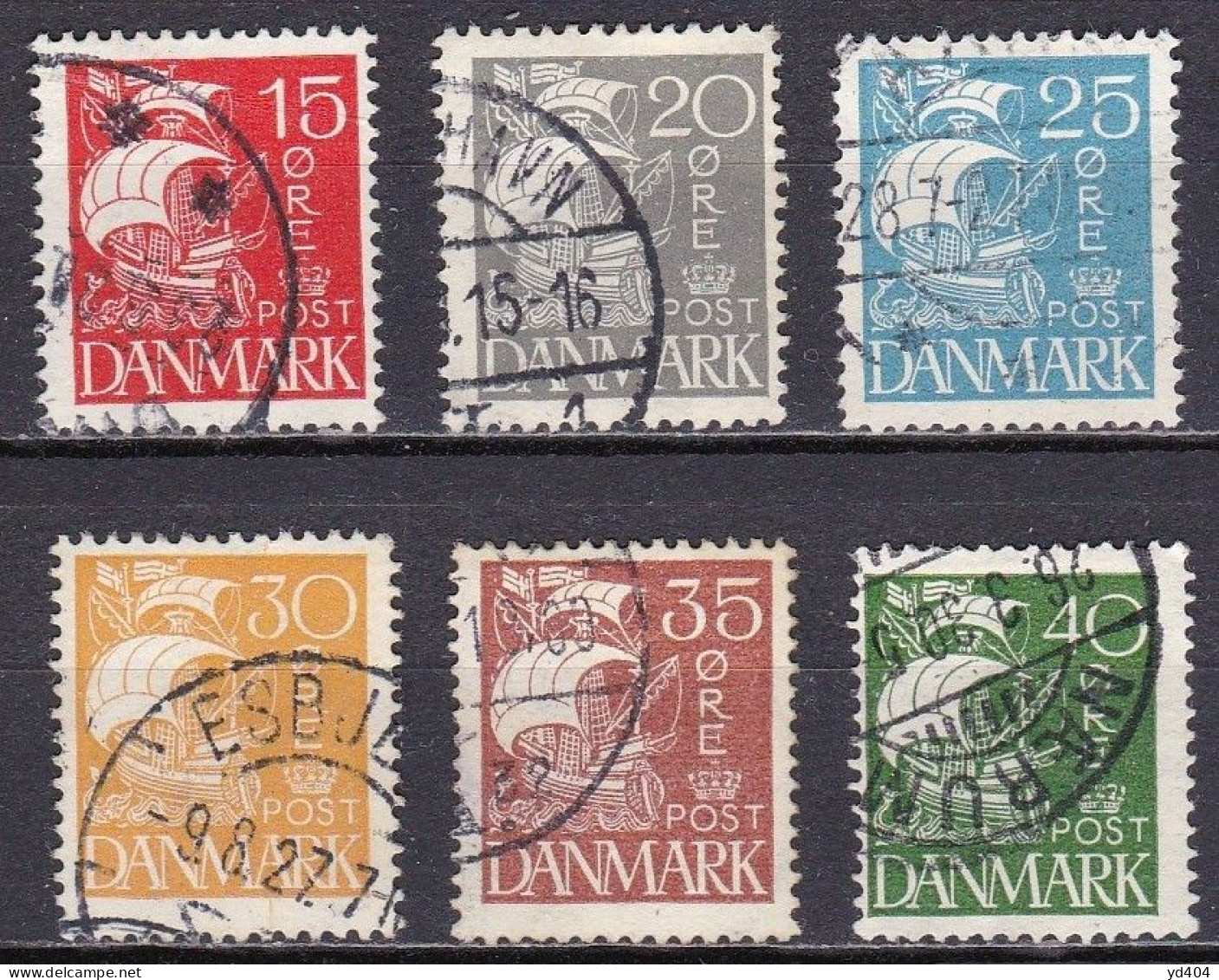 DK035 – DENMARK – 1927 – CARAVEL – SC # 192/7 USED 5,50 € - Gebraucht
