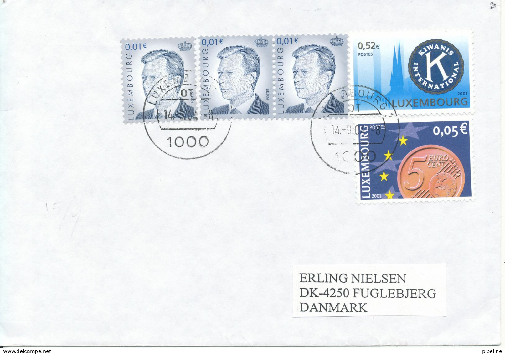 Luxembourg Cover Sent To Denmark 14-9-2004 Topic Stamps - Storia Postale