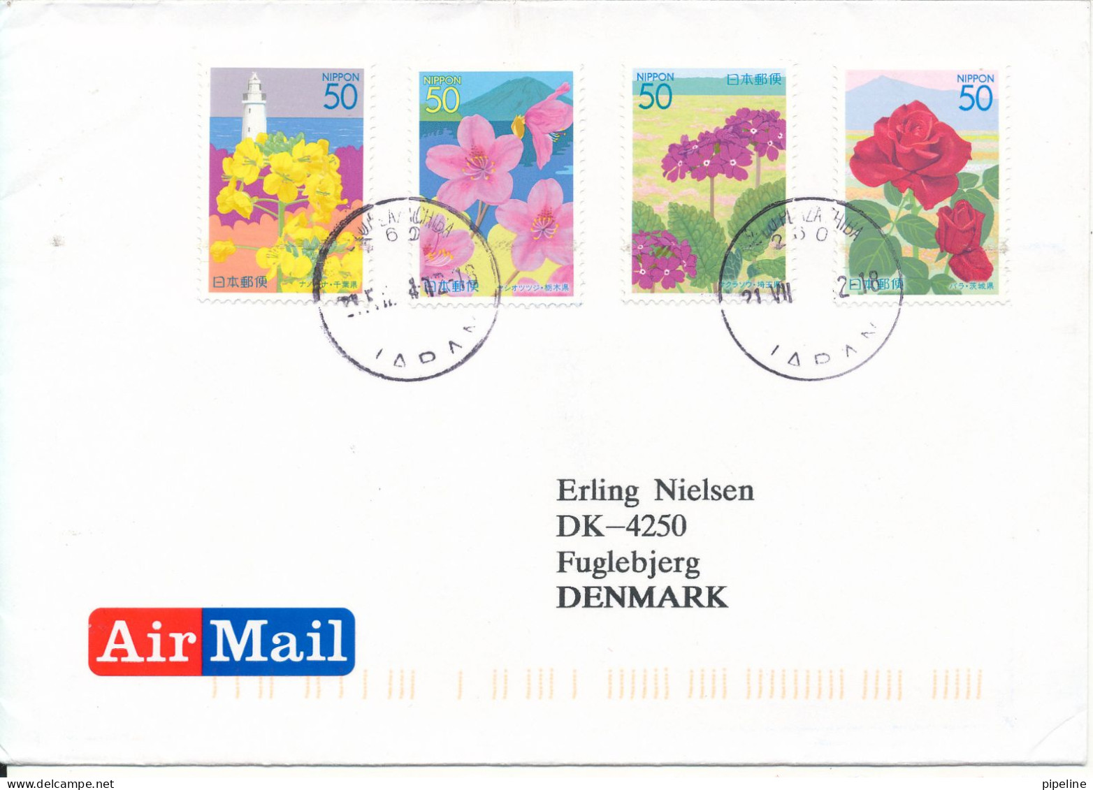 Japan Cover Sent To Denmark With Topic Stamps - Storia Postale