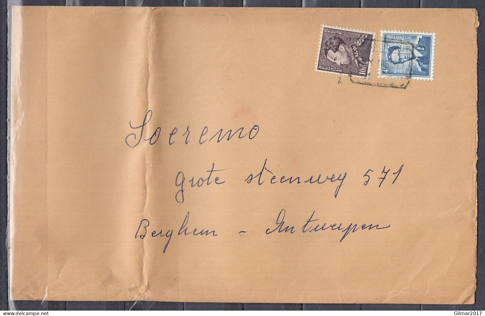 Brief Van Buggenhout (spoorwegstempel) Naar Berchem - 1936-51 Poortman