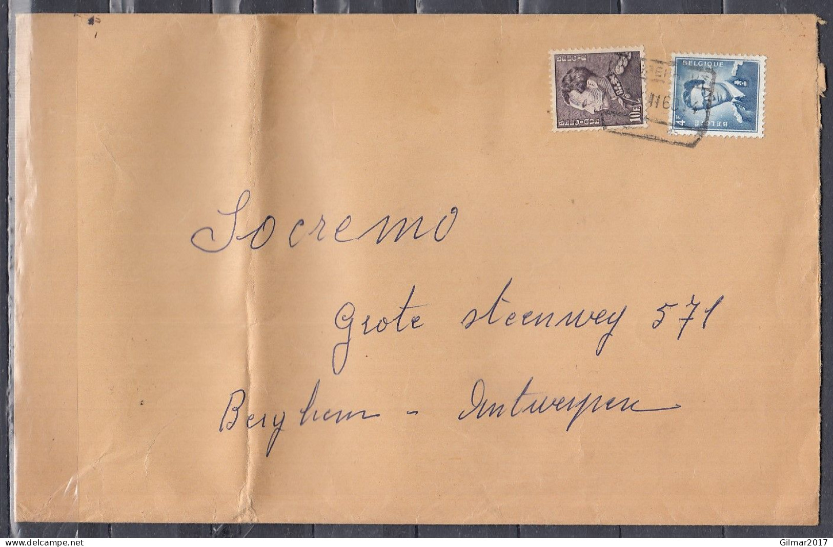 Brief Van Buggenhout (spoorwegstempel) Naar Berchem - 1936-51 Poortman