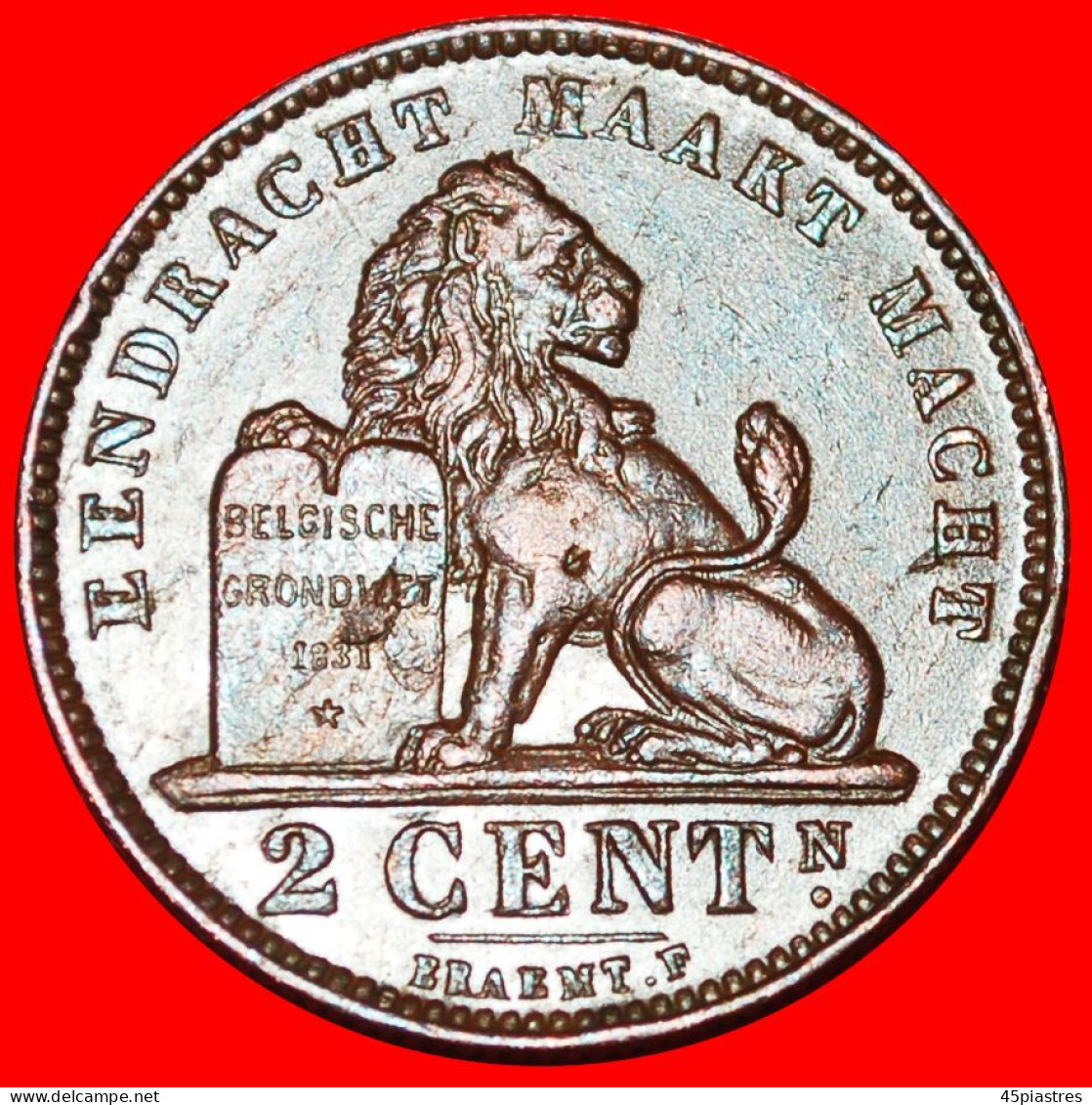 * DUTCH LEGEND (1910-1919): BELGIUM  2 CENTIMES 1919! ALBERT I (1909-1934) · LOW START ·  NO RESERVE! - 2 Cents