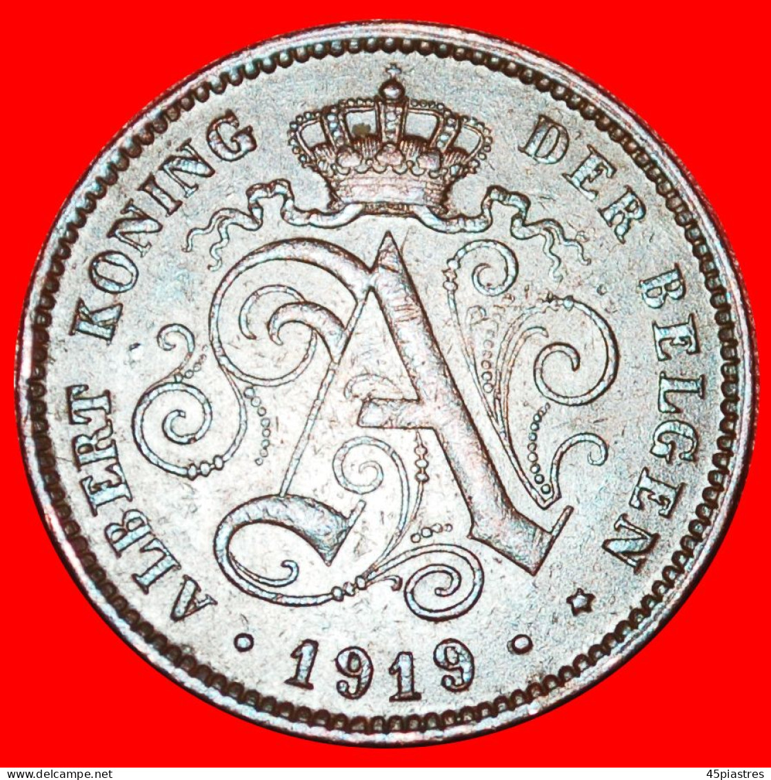 * DUTCH LEGEND (1910-1919): BELGIUM  2 CENTIMES 1919! ALBERT I (1909-1934) · LOW START ·  NO RESERVE! - 2 Cents