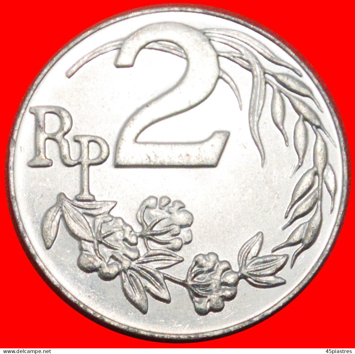* RICE AND COTTON: INDONESIA  2 RUPIAH 1970 UNC MINT LUSTRE! · LOW START ·  NO RESERVE! - Indonesia