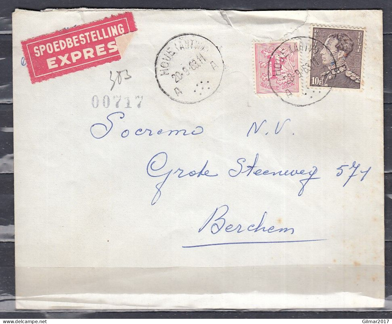 Expres Brief Van Hove (Antw.) Naar Berchem - 1936-51 Poortman