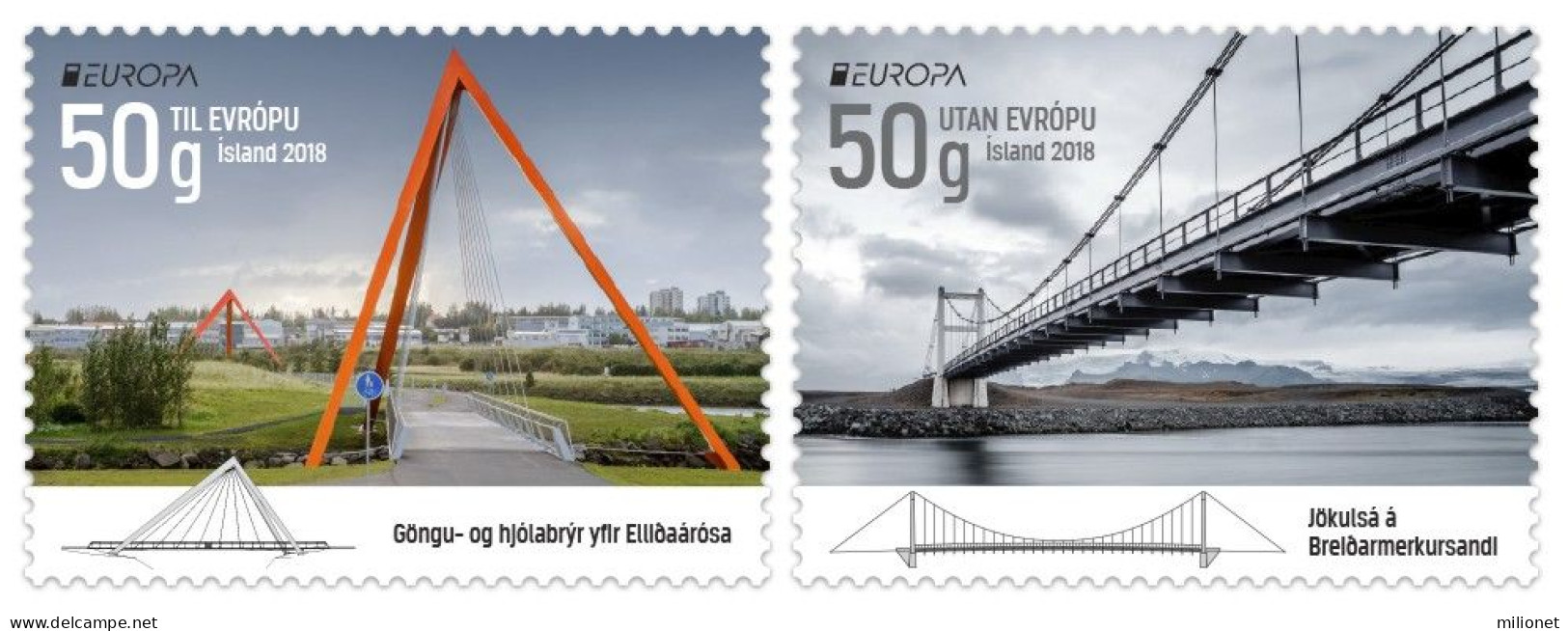 SALE!!! Iceland Islandia Islande Island 2018 EUROPA BRIDGES 2 Stamps MNH ** - 2018