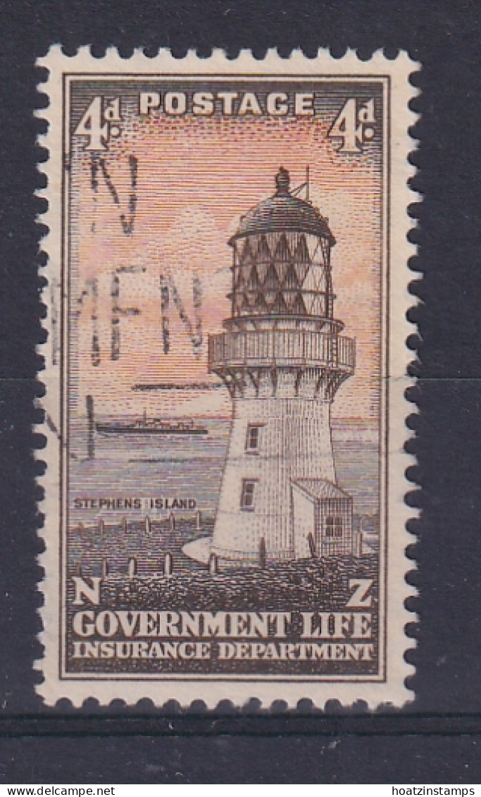 New Zealand - Life Insurance: 1947/65   Lighthouse   SG L47a   4d  [wmk Sideways]  Used - Officials