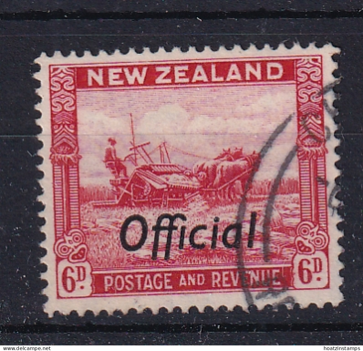 New Zealand: 1936/61   Harvesting 'Official' OVPT   SG O127c   6d  [Perf: 14½ X 14]  Used - Dienstmarken