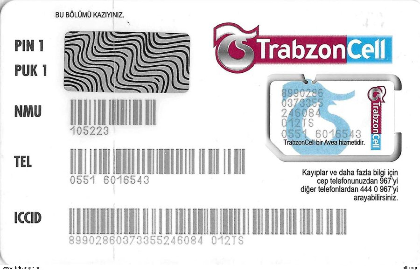 TURKEY - TrabzonCell GSM (3 Barcodes On Reverse), Mint - Turkey