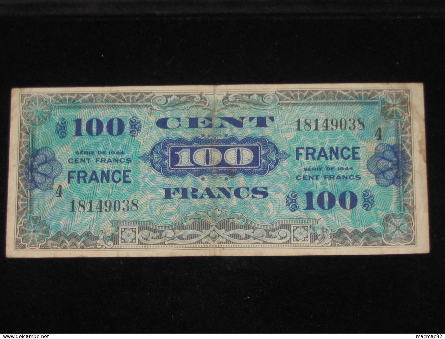 Billet De Débarquement - 100 Francs DRAPEAU FRANCE 1944 -  Série  4  **** EN ACHAT IMMEDIAT **** - 1945 Verso Francia