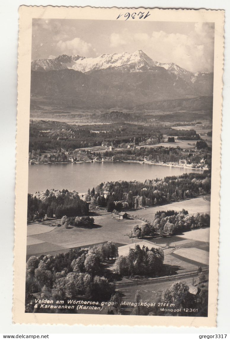 E2707) VELDEN Am WÖRTHERSEE Gegen Mittagskogel - & Karawanken - S/W FOTO AK Monopol 12361 - Velden