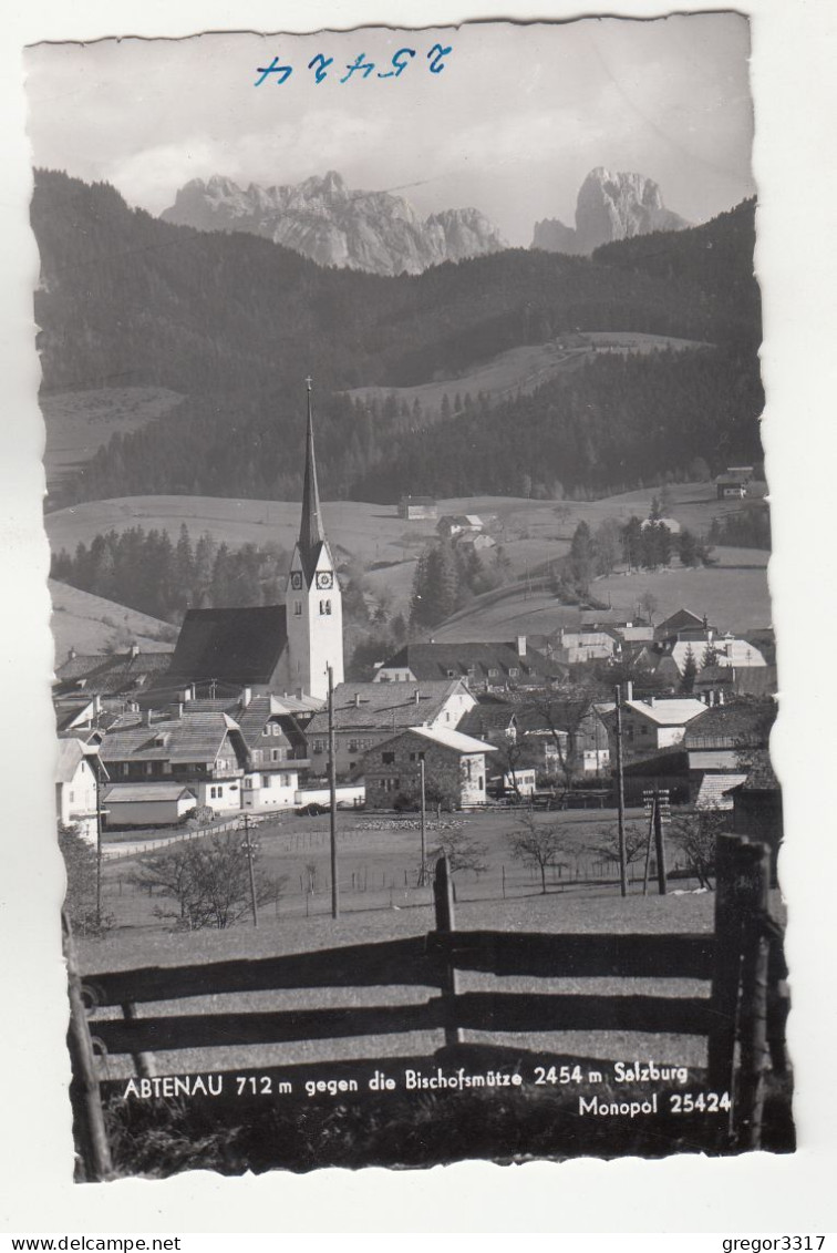 E2722) ABTENAU 712m  Gegen Die Bischofsmütze - 2454m - Salzburg - FOTO AK - Kirche Häuser ALT! - Abtenau