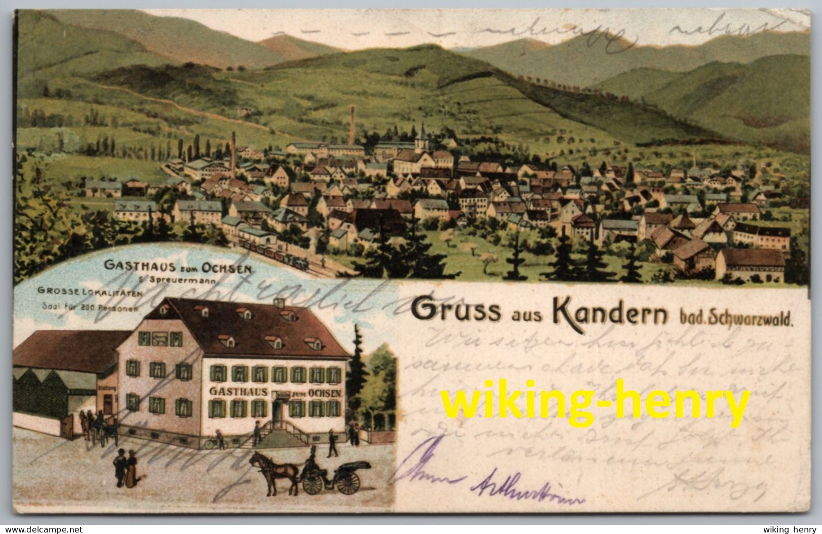 Kandern - Gruss Aus Kandern Mit Gasthaus Zum Ochsen - Litho - Badischer Schwarzwald - Kandern