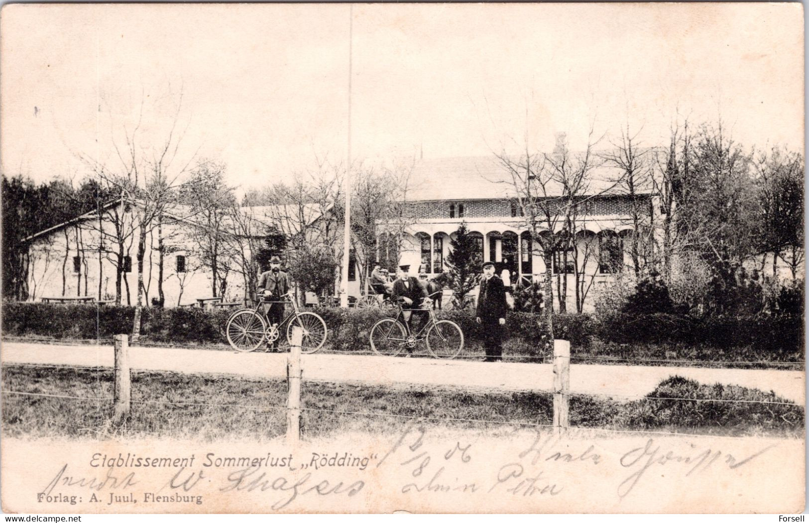 Etablissement Sommerlust "Rödding"  (Schöner Bahnpost Stempel: Woyens-Rödding 1906, Nordschleswig) - Denmark