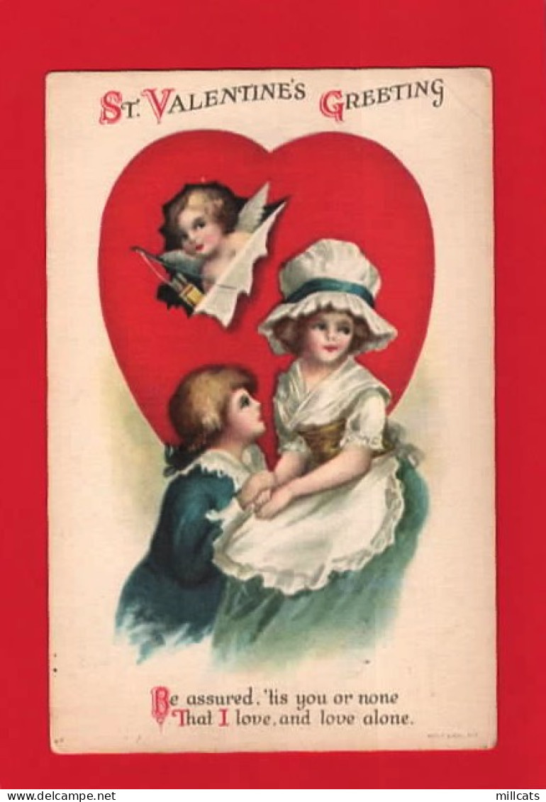 VALENTINE'S DAY ART NOUVEAU  EDWARDIAN CHILDREN+ CUPID  - Saint-Valentin