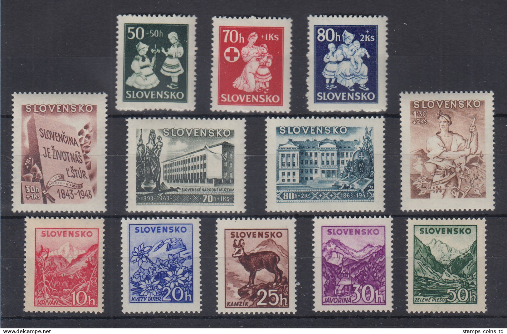 Slowakei 1943-44  Lot 12 Werte Mi.-Nr. 112-14, 128-31 Und 142-146  ** - Autres & Non Classés