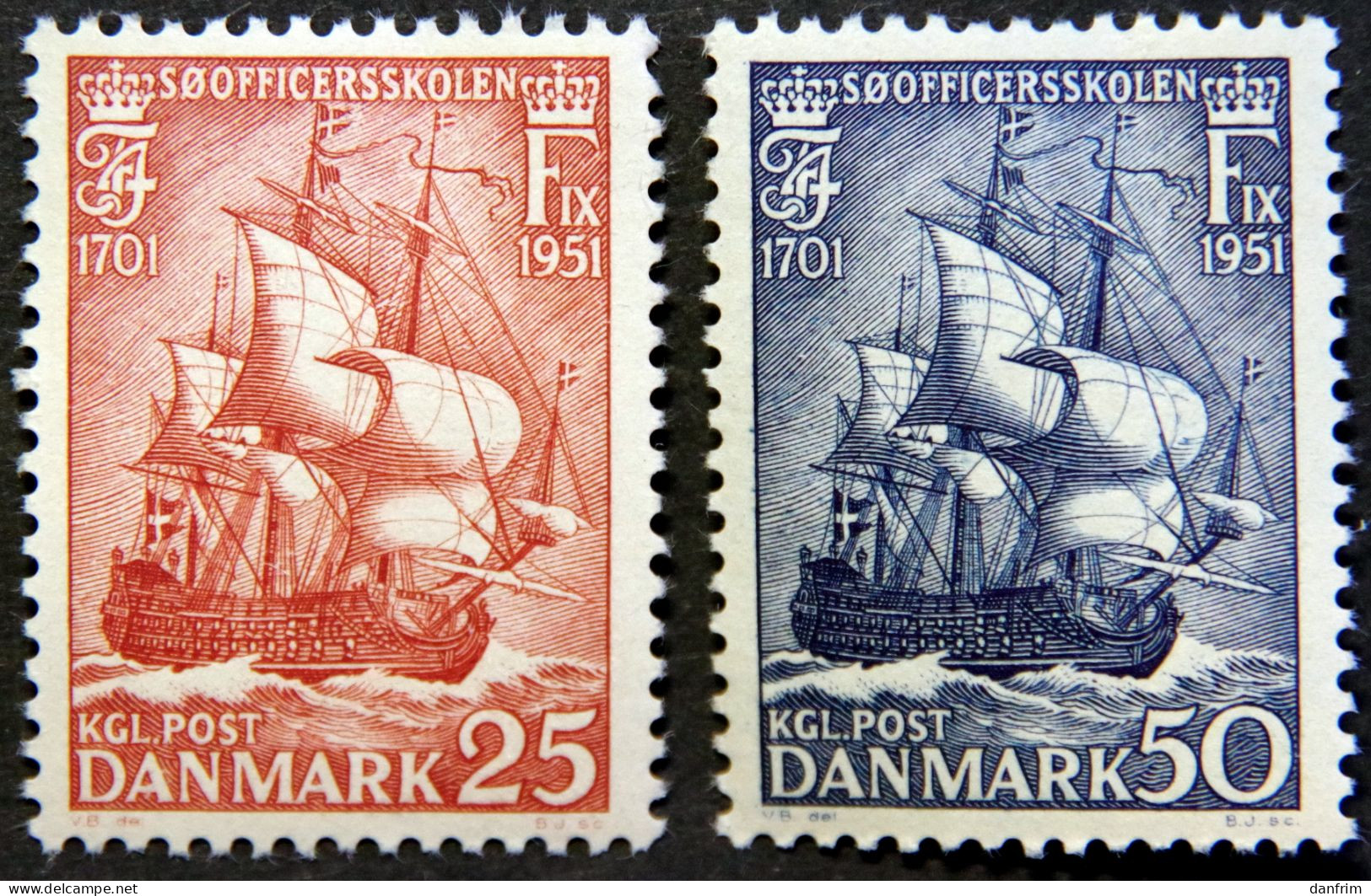 Denmark 1951 Naval Officers College MINr. 323-24  MNH (**)  ( Lot KS 1530 ) - Ungebraucht