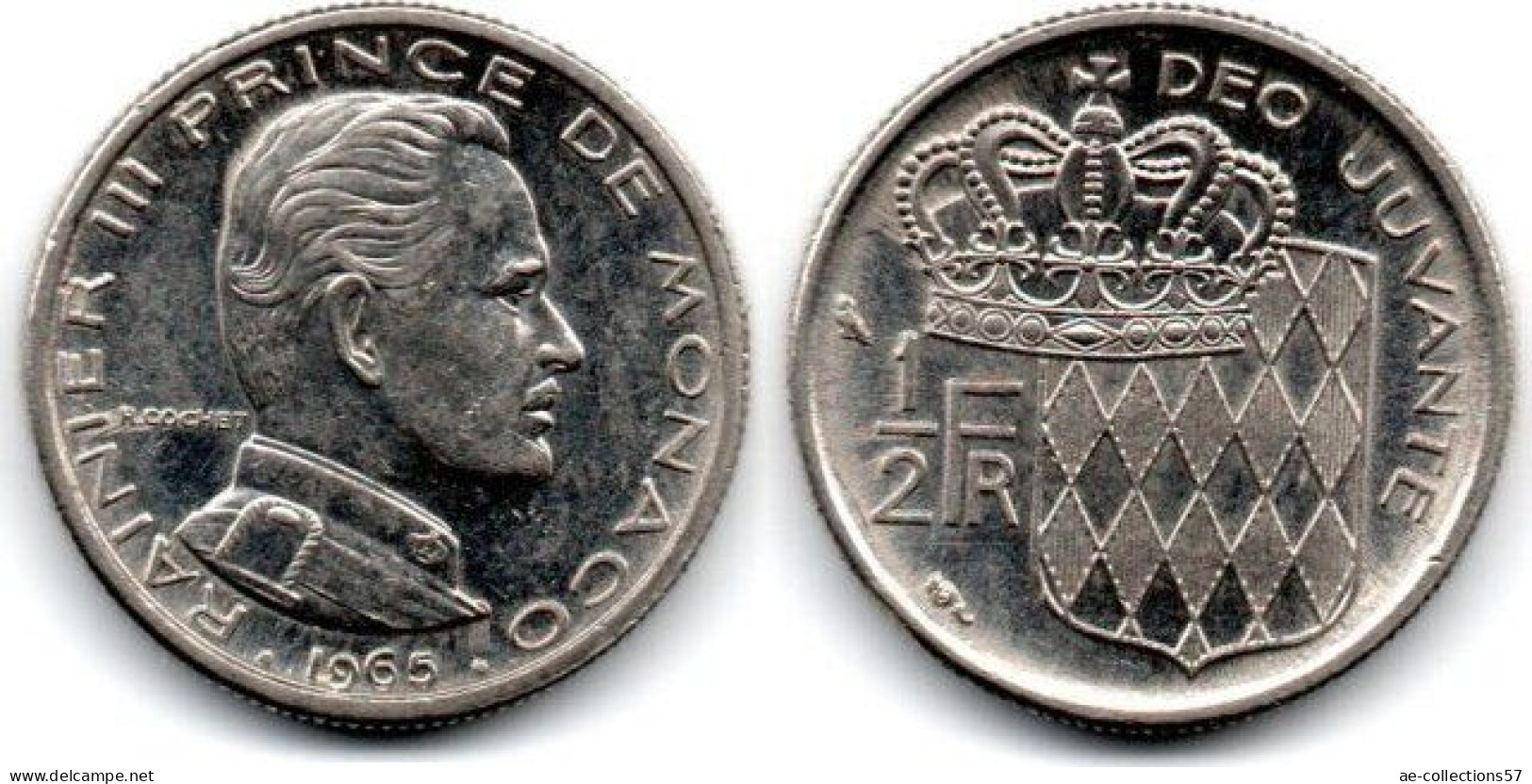 MA 29791 / Monaco 1/2 Franc 1965 SUP - 1960-2001 Francos Nuevos