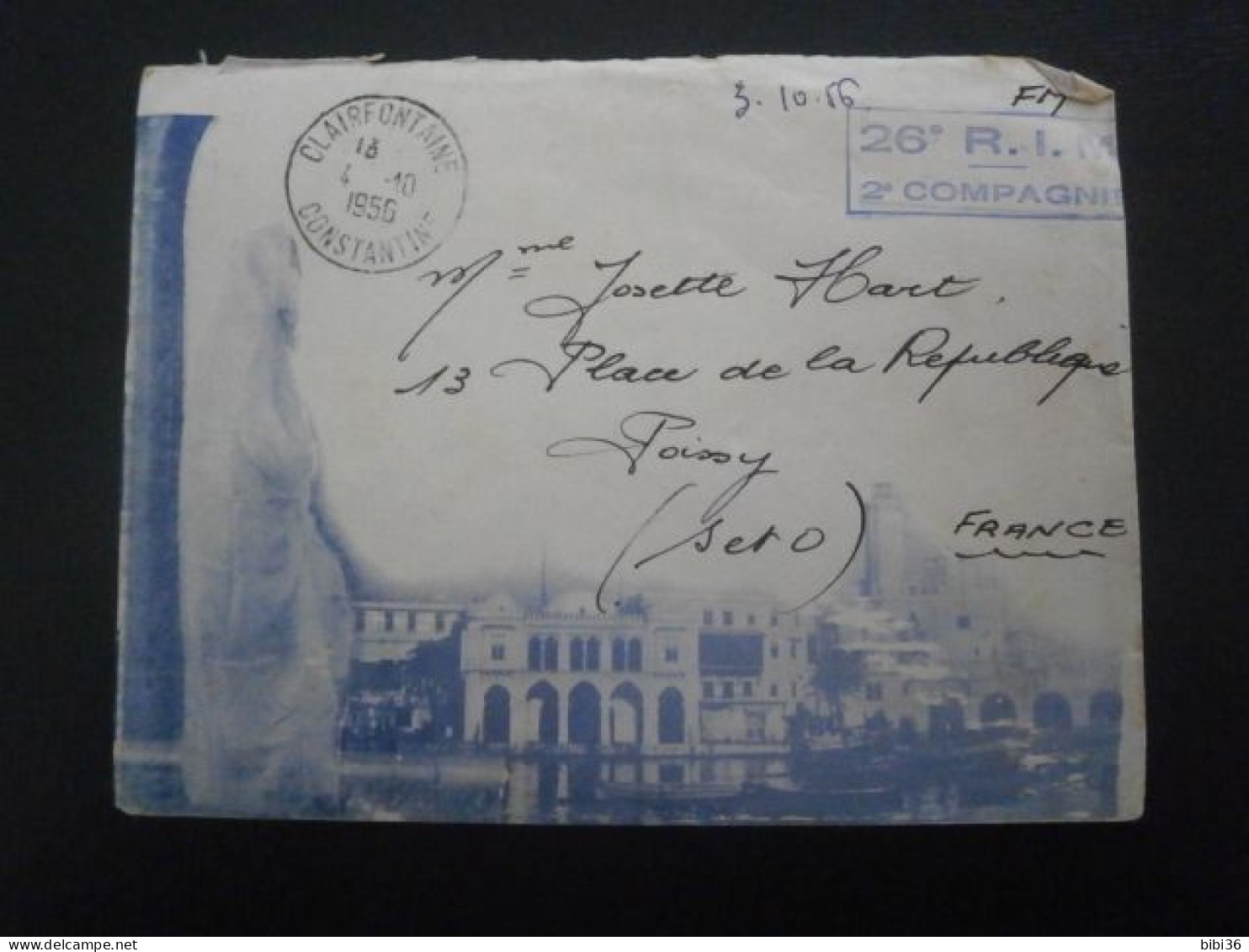 FRANCE  ALGERIE ALGERIA LETTRE ENVELOPPE COURRIER ILUSTREE ILLUSTRATION CLAIRFONTAINE CONSTANTINE 26 RIM 2 COMPAGNIE - Oorlog In Algerije