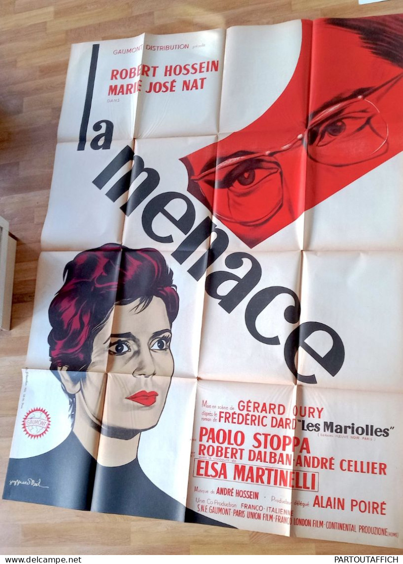 Affiche Orig Ciné LA MENACE Marie-José NAT HOSSEIN OURY 120x160 Litho 1961 Frédéric DARD - Affiches & Posters