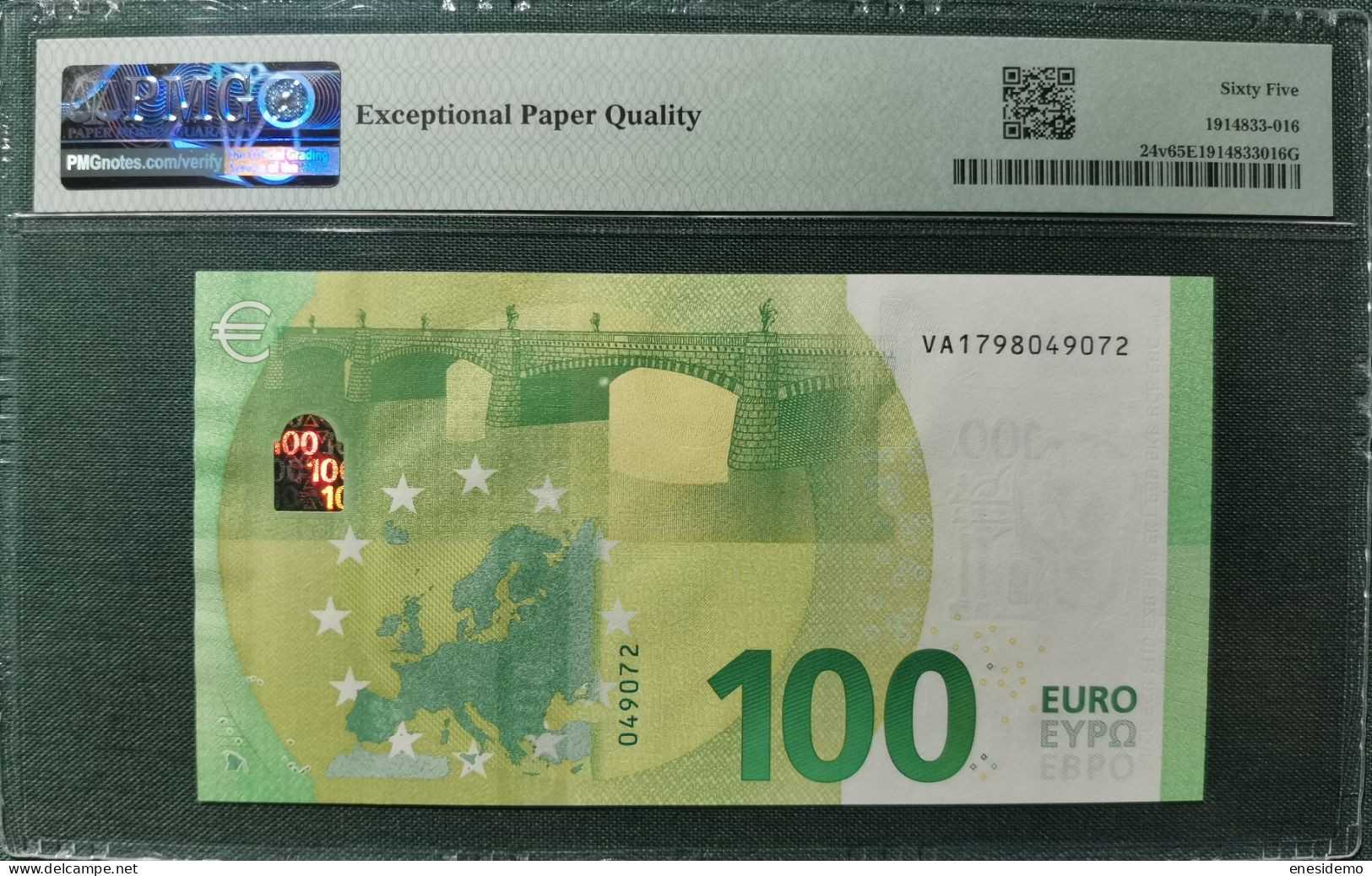 100 EURO SPAIN 2019  DRAGHI V002H2 VA SC UNCIRC. PMG 65 EPQ - 100 Euro