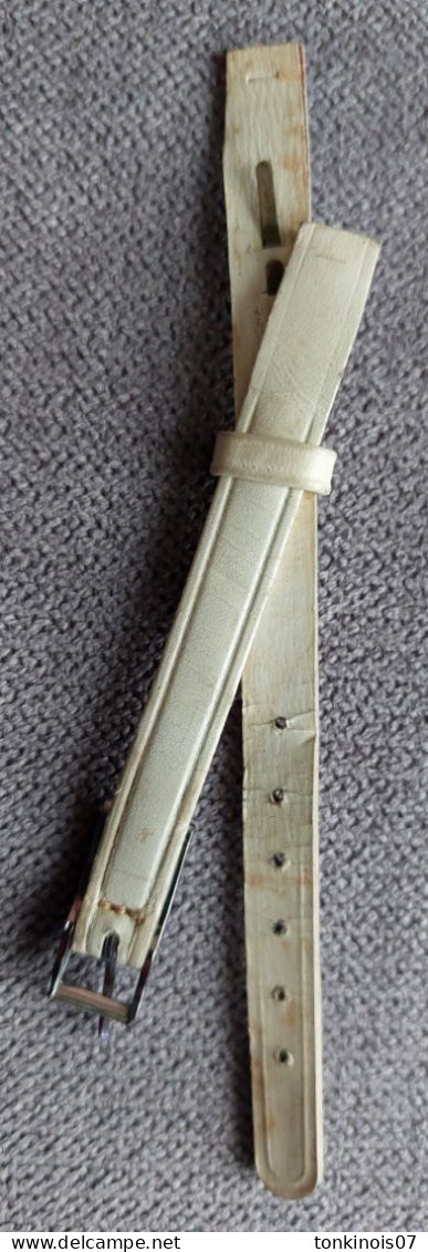 Bracelet De Montre Femme Années 1930/1960 En Cuir Blanc - Antike Uhren