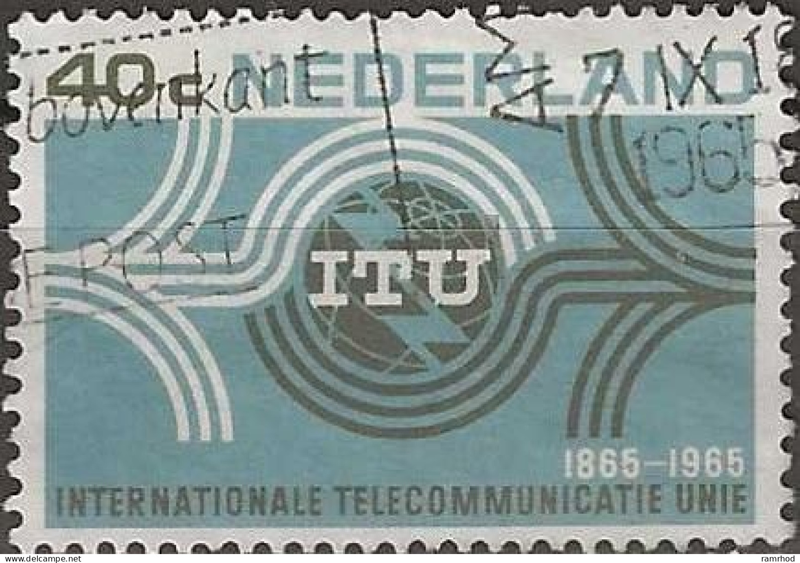 NETHERLANDS 1965 Centenary Of ITU - 40c ITU Emblem And Lines Of Communication FU - Used Stamps