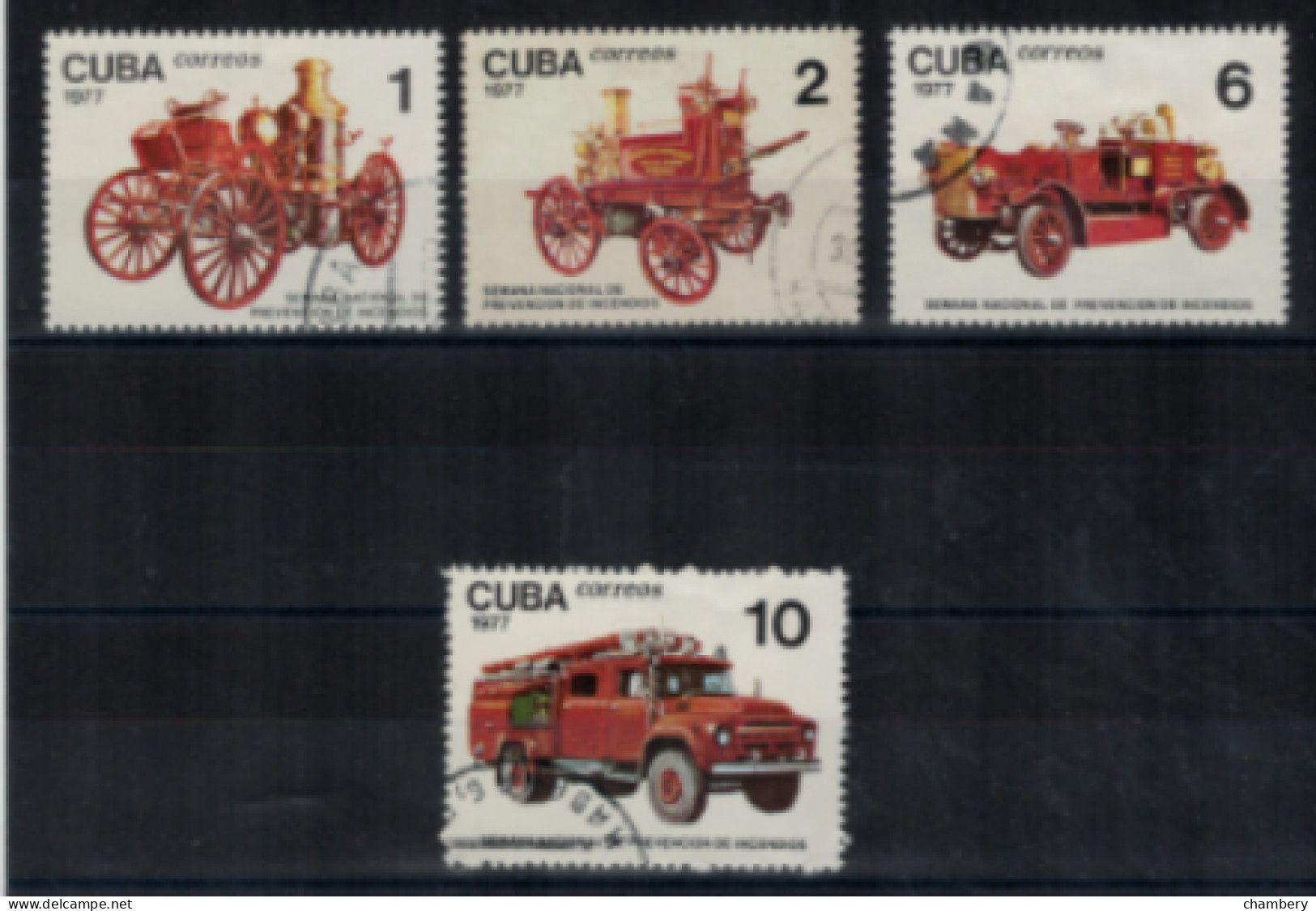 Cuba - "Semaine De Prévention Contre Les Incendies - Voitures De Pompiers" - Oblitérés N° 2010 à 2013 De 1977 - Gebraucht