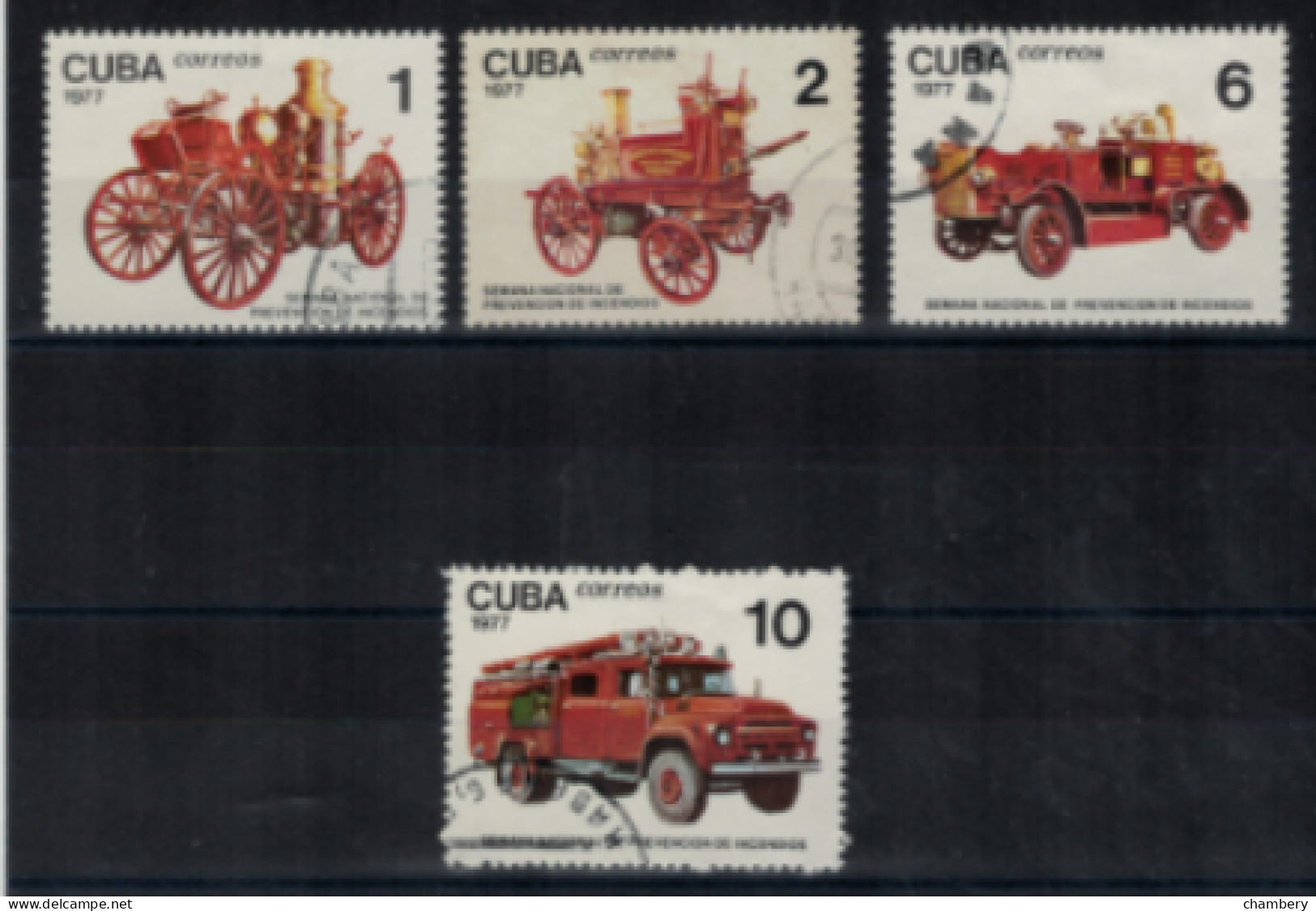 Cuba - "Semaine De Prévention Contre Les Incendies - Voitures De Pompiers" - Oblitérés N° 2010 à 2013 De 1977 - Usati