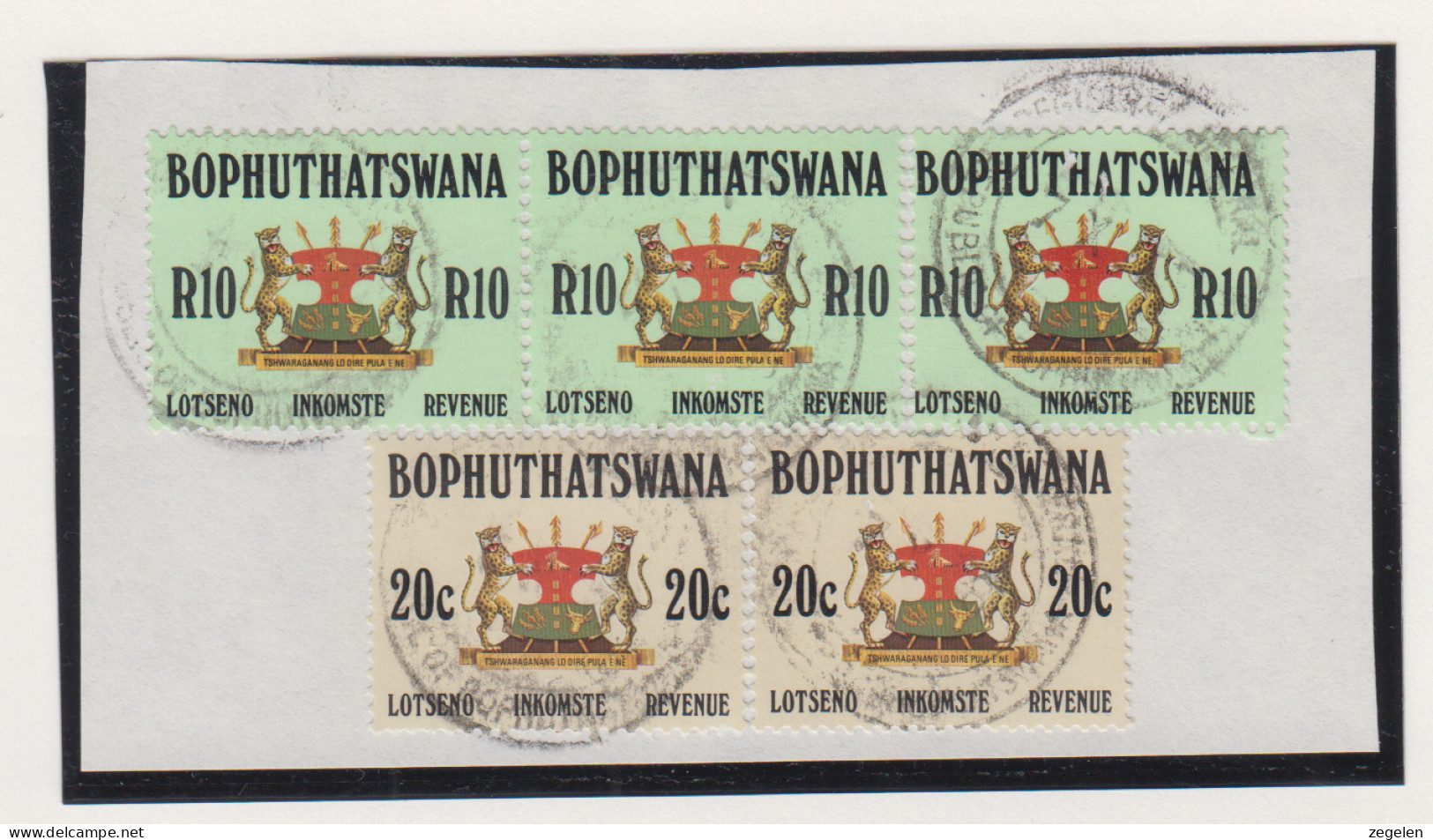 Bophuthatswana Fiskale Zegels/revenue Cat. J. Barefoot 2x5+3x10 Op Fragment - Bofutatsuana