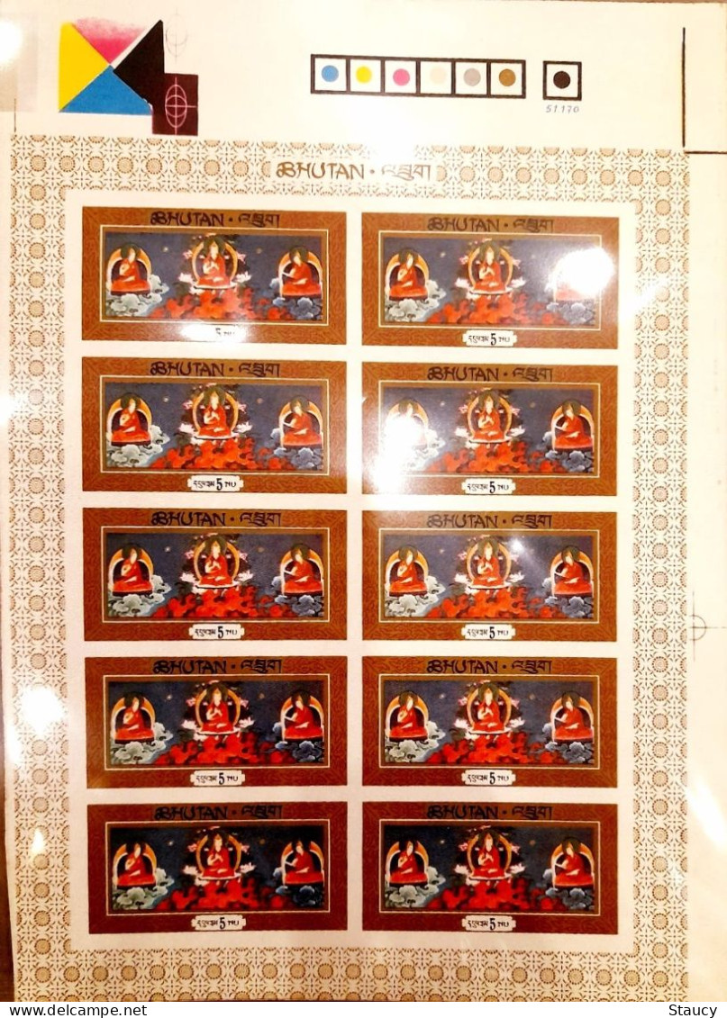BHUTAN 1969 RELIGIOUS THANKA PAINTINGS BUDHA-SILK CLOTH Unique Stamp 5 Full Sheet SET + 2 Souvenir Sheet + 3 FDC's Scan - Bouddhisme