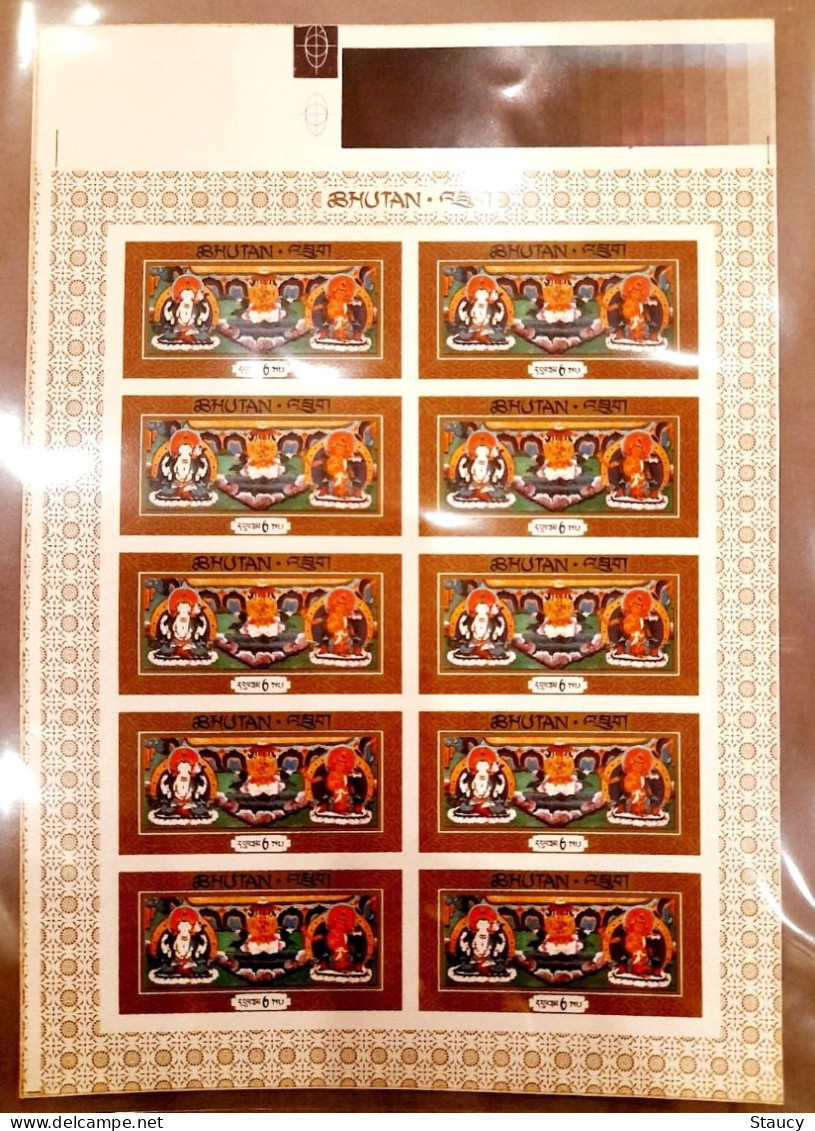 BHUTAN 1969 RELIGIOUS THANKA PAINTINGS BUDHA-SILK CLOTH Unique Stamp 5 Full Sheet SET + 2 Souvenir Sheet + 3 FDC's Scan - Buddhism