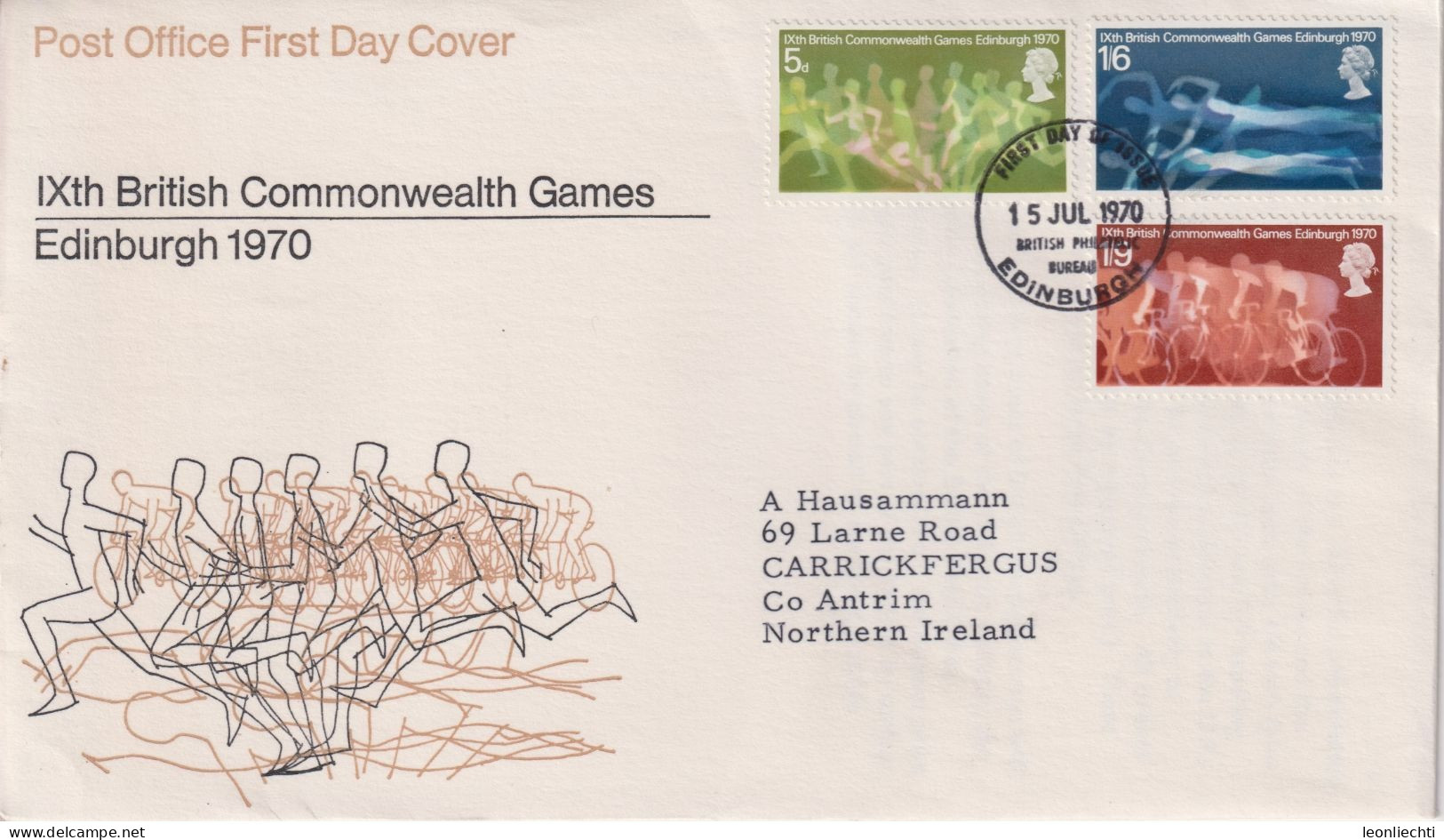 1970 Grossbritannien >FDC Mi:GB 552-554, Sn:GB 639-641, Yt:GB 596-598, IXth British Commonwealth Games, - 1952-1971 Pre-Decimale Uitgaves